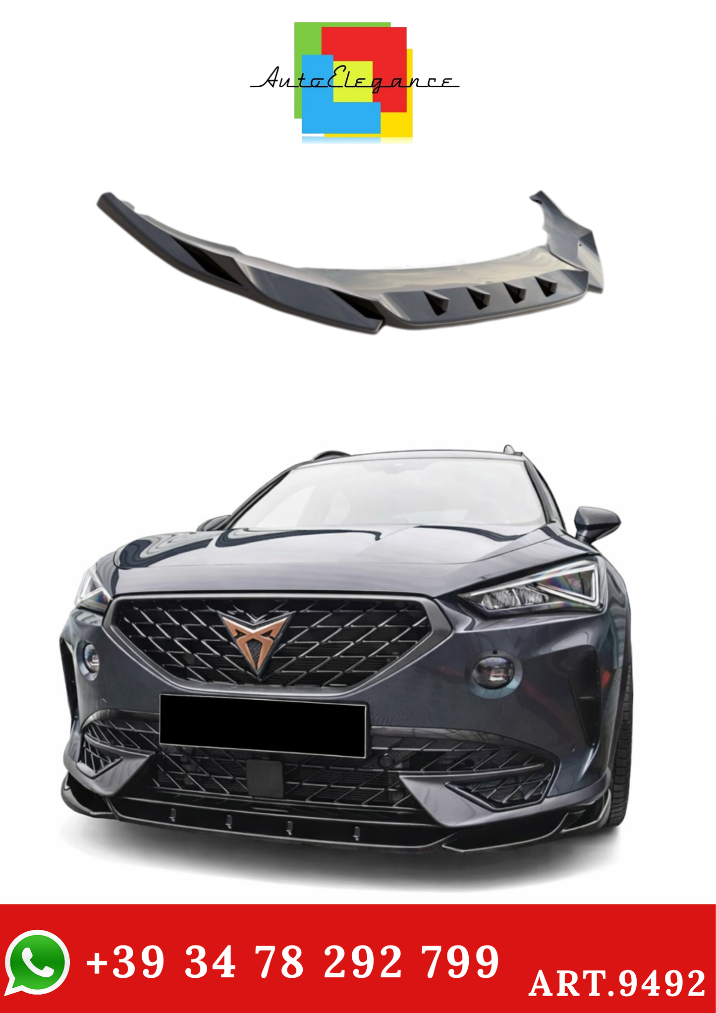 💫ART.9492 Splitter Anteriore V1 Nero Lucido per Cupra Formentor 2021-💫