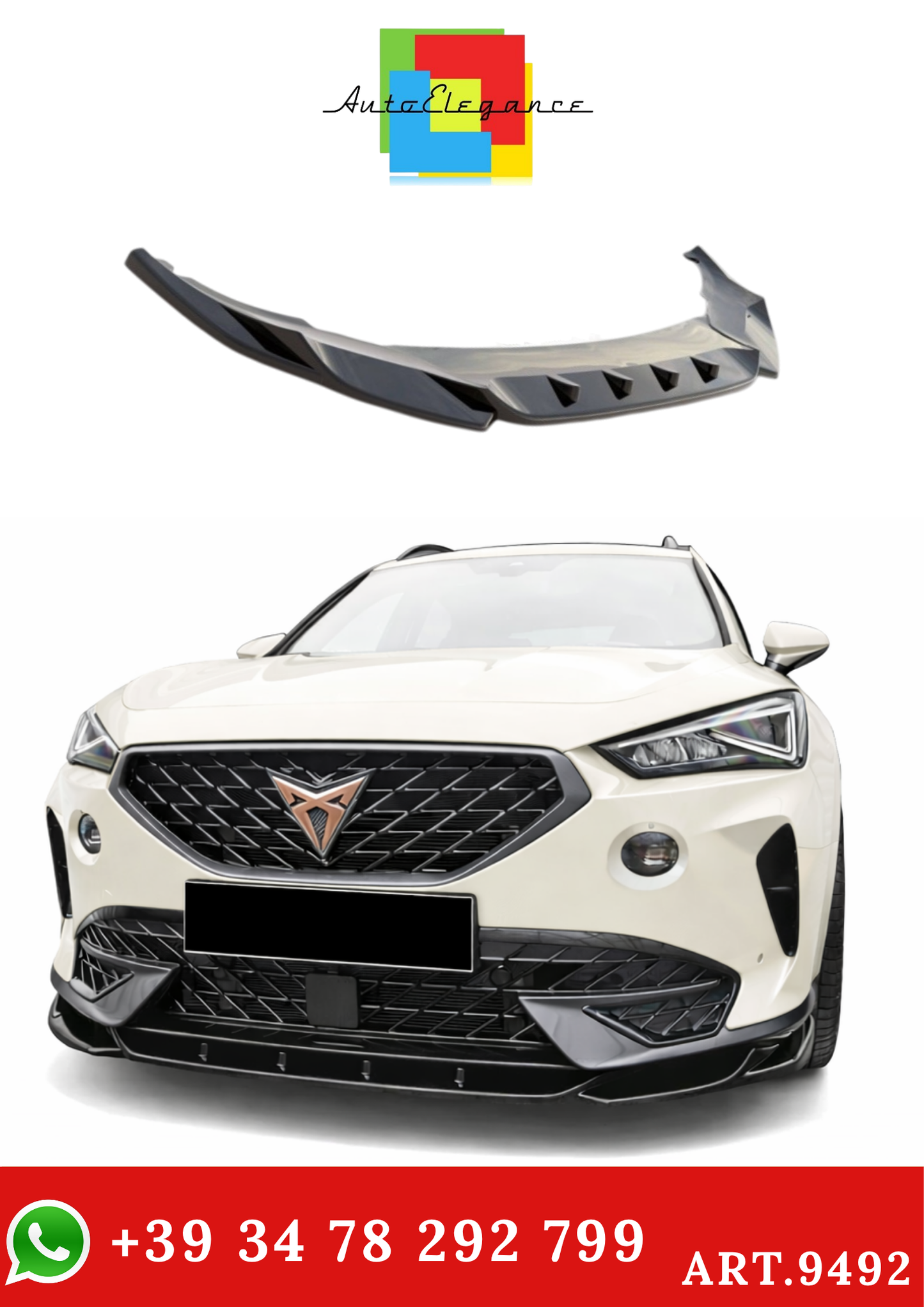 💫ART.9492 Splitter Anteriore V1 Nero Lucido per Cupra Formentor 2021-💫