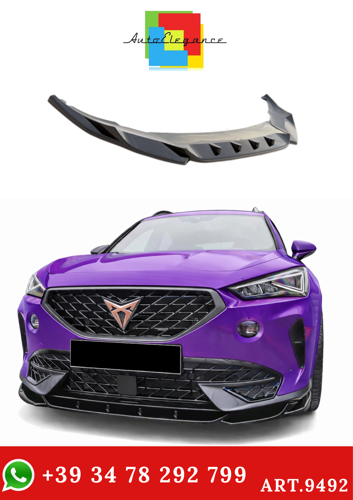 💫ART.9492 Splitter Anteriore V1 Nero Lucido per Cupra Formentor 2021-💫