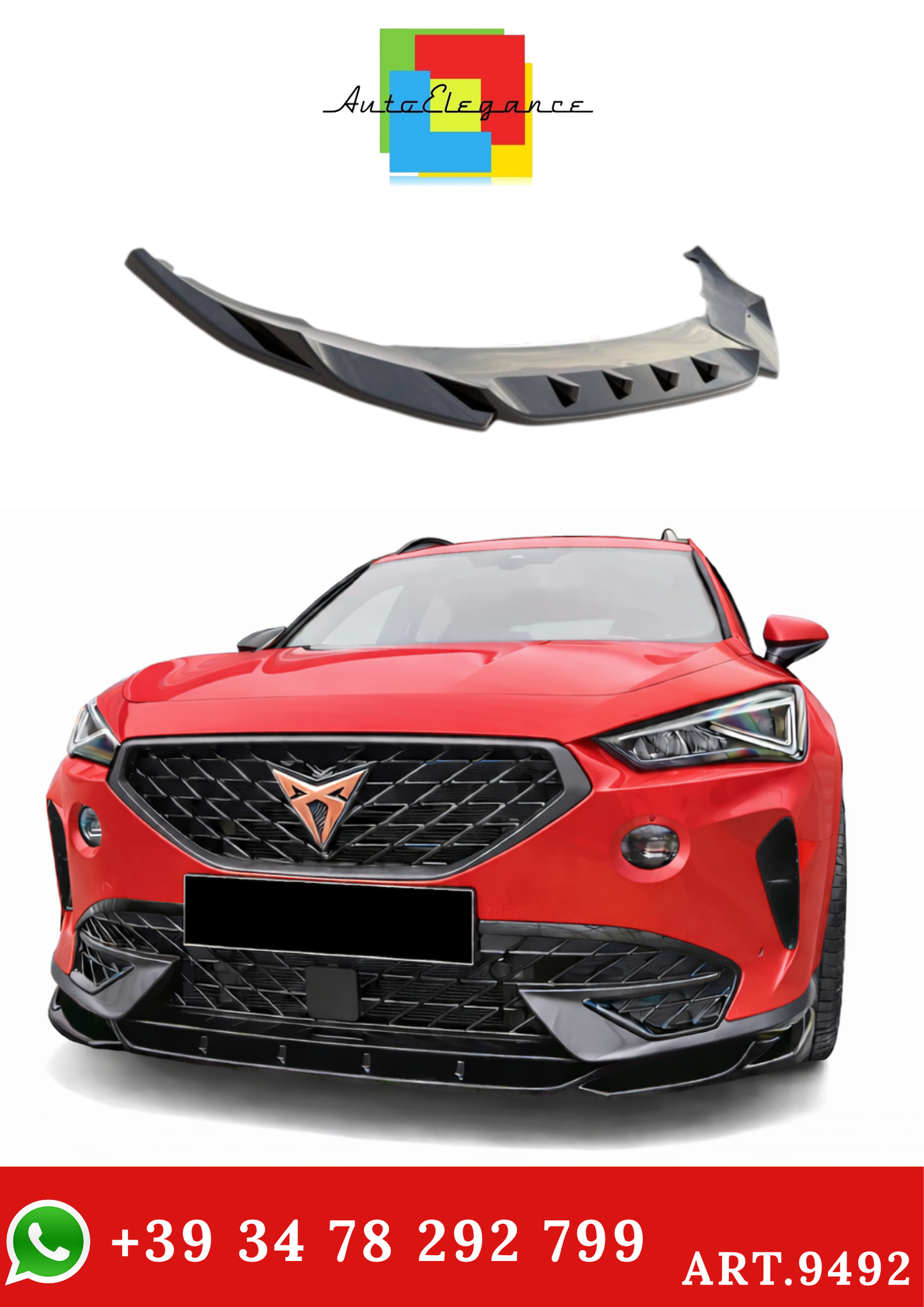 💫ART.9492 Splitter Anteriore V1 Nero Lucido per Cupra Formentor 2021-💫