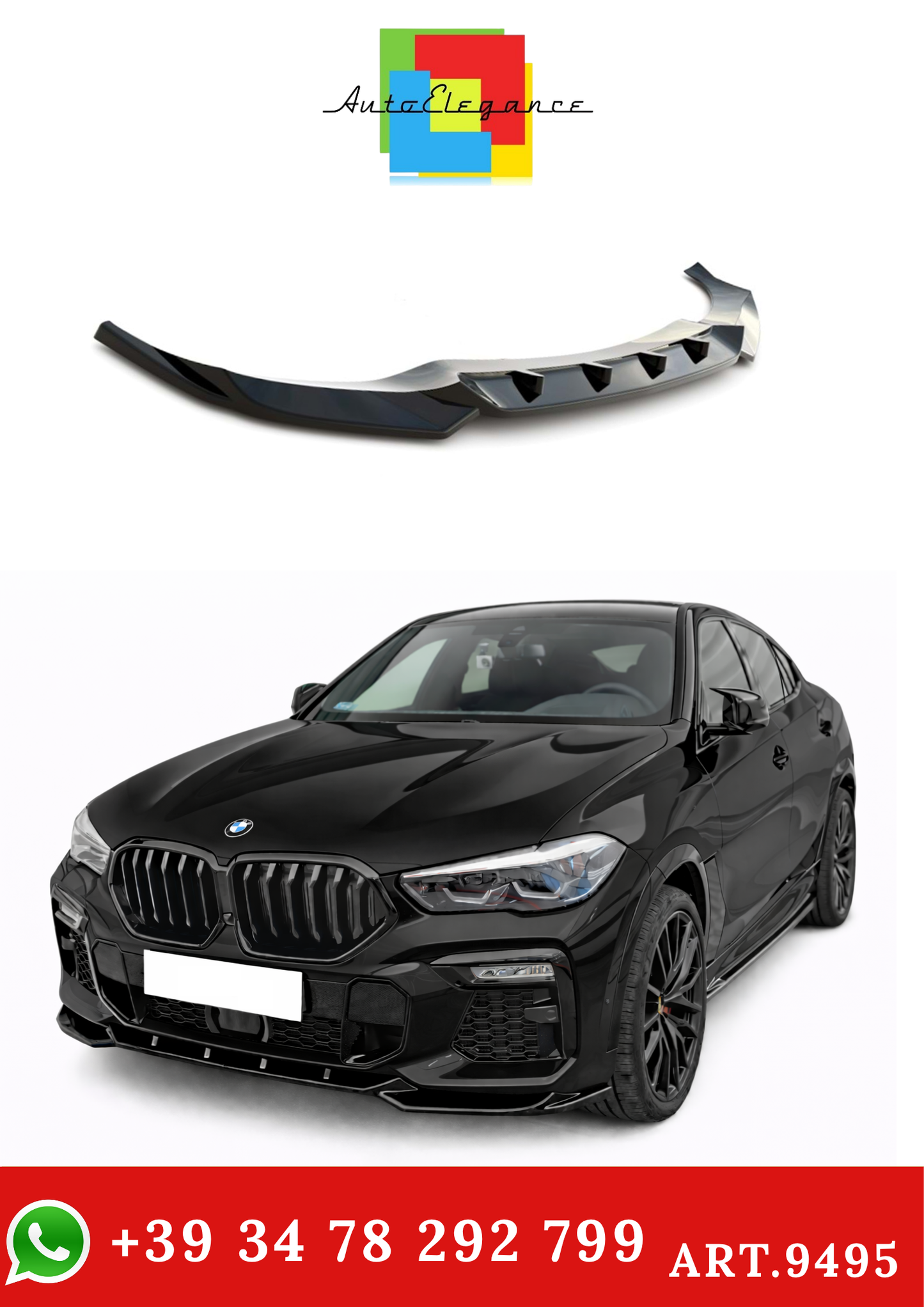 💫ART.9495 Splitter Anteriore V1 per BMW X6 G06 M 2019 +💫