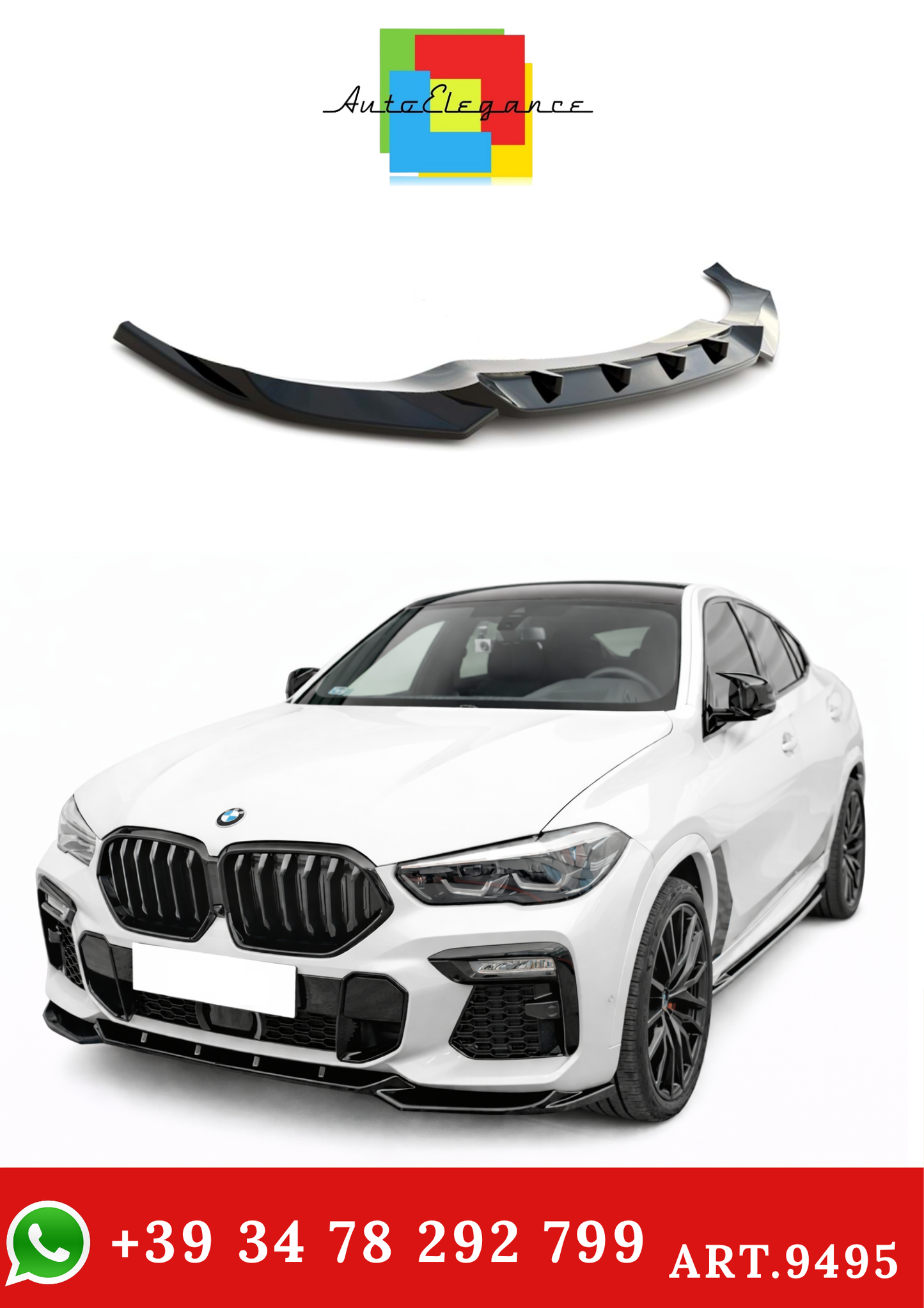 💫ART.9495 Splitter Anteriore V1 per BMW X6 G06 M 2019 +💫