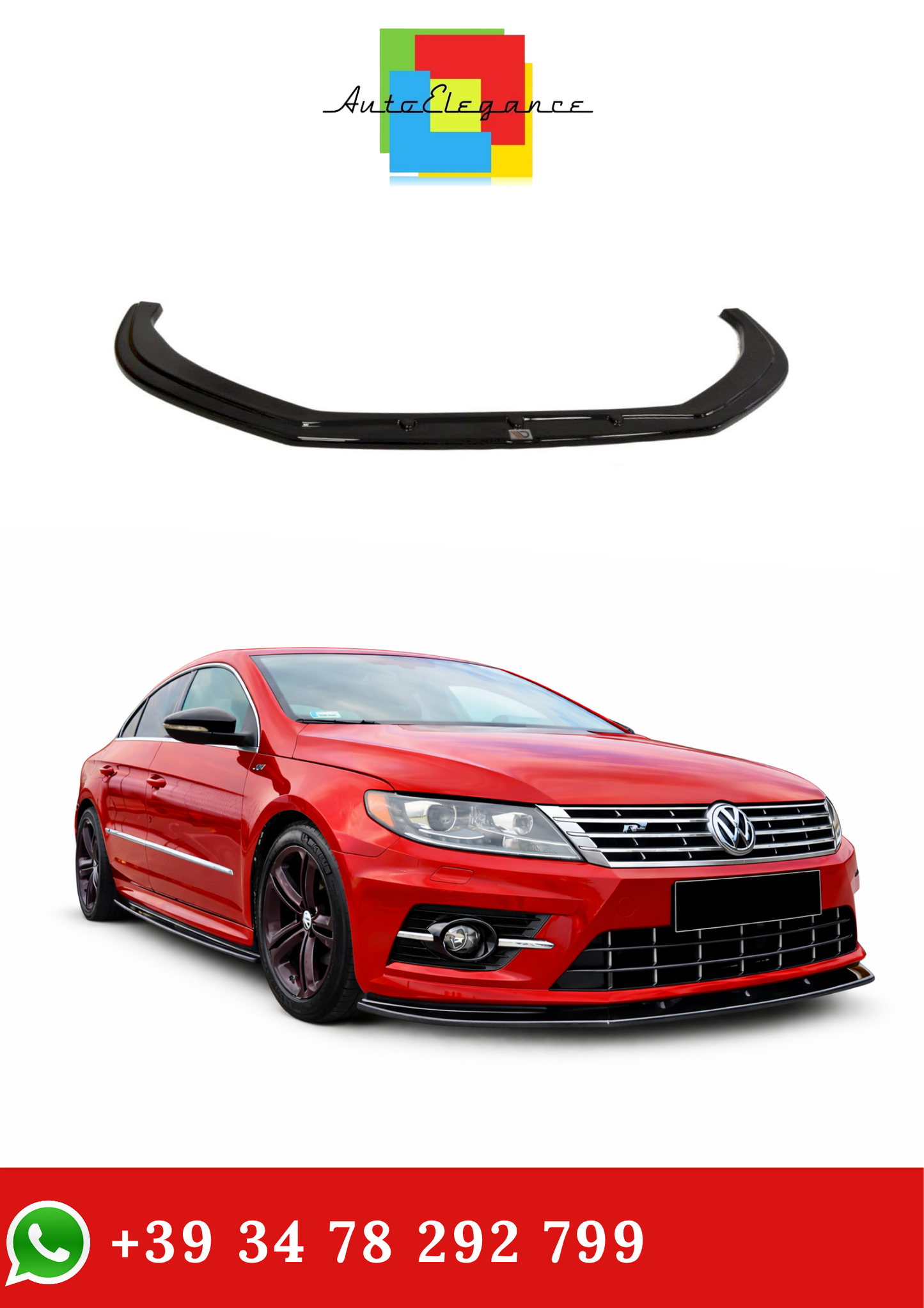 💫 Splitter Anteriore Nero Lucido per VW Passat CC R Line 2008-2011💫