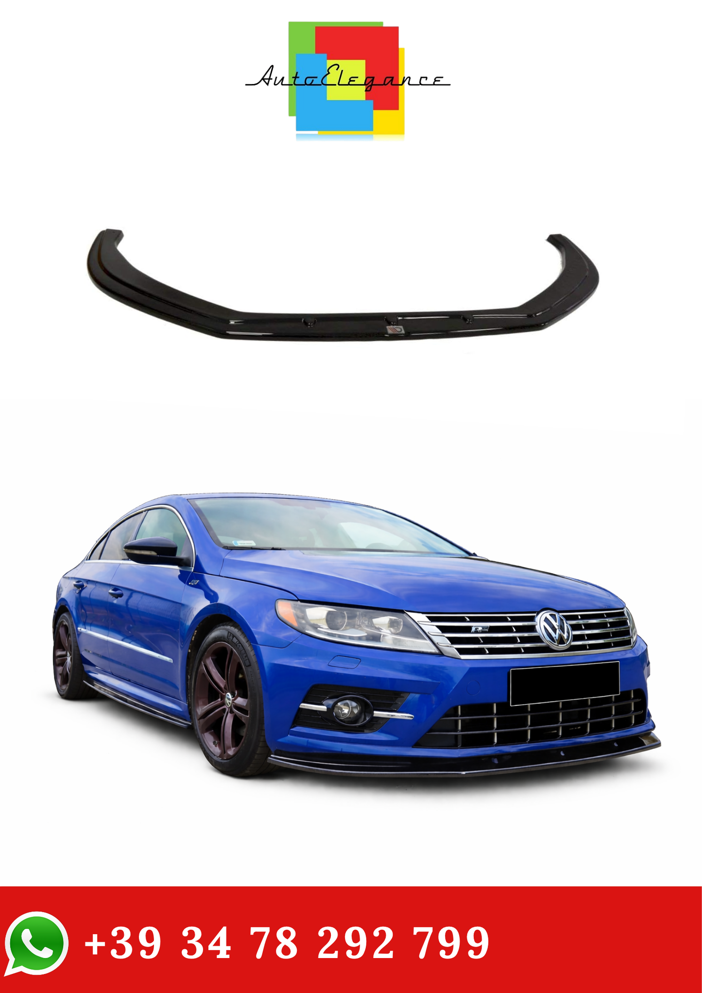 💫 Splitter Anteriore Nero Lucido per VW Passat CC R Line 2008-2011💫