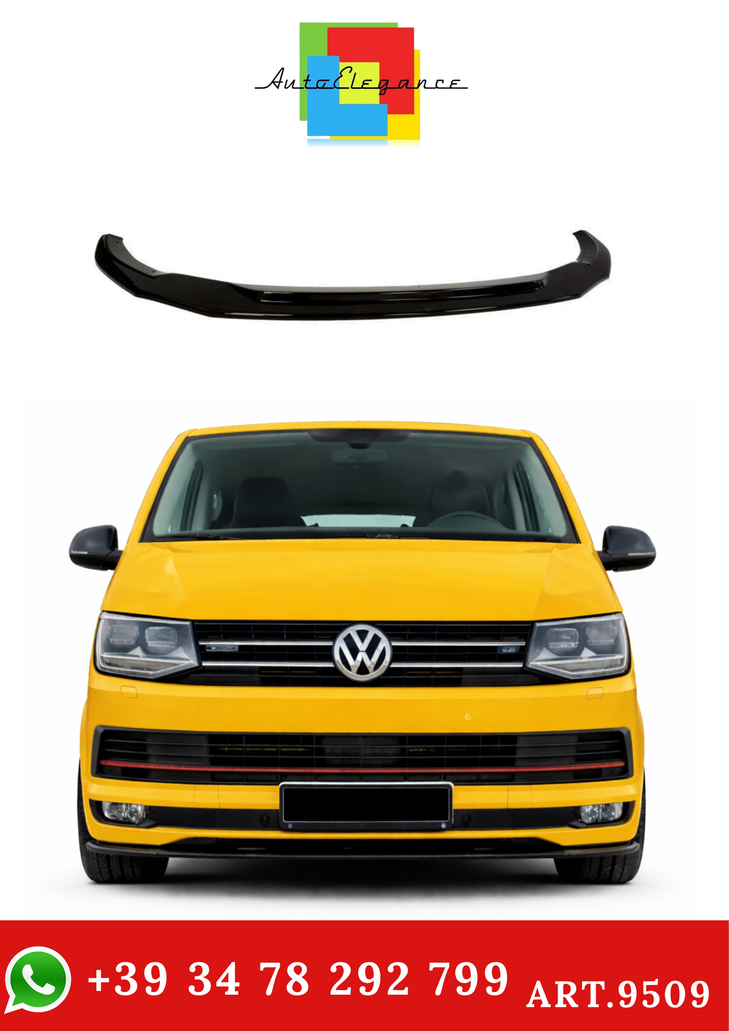 💫ART.9509 Splitter Anteriore Nero Lucido per Transporter T6 2003-2019💫
