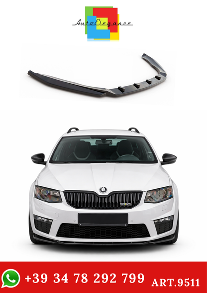 💫ART.9511 Splitter Anteriore V4 Nero Lucido per Octavia MK3 RS 2013-2017💫