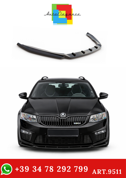 💫ART.9511 Splitter Anteriore V4 Nero Lucido per Octavia MK3 RS 2013-2017💫