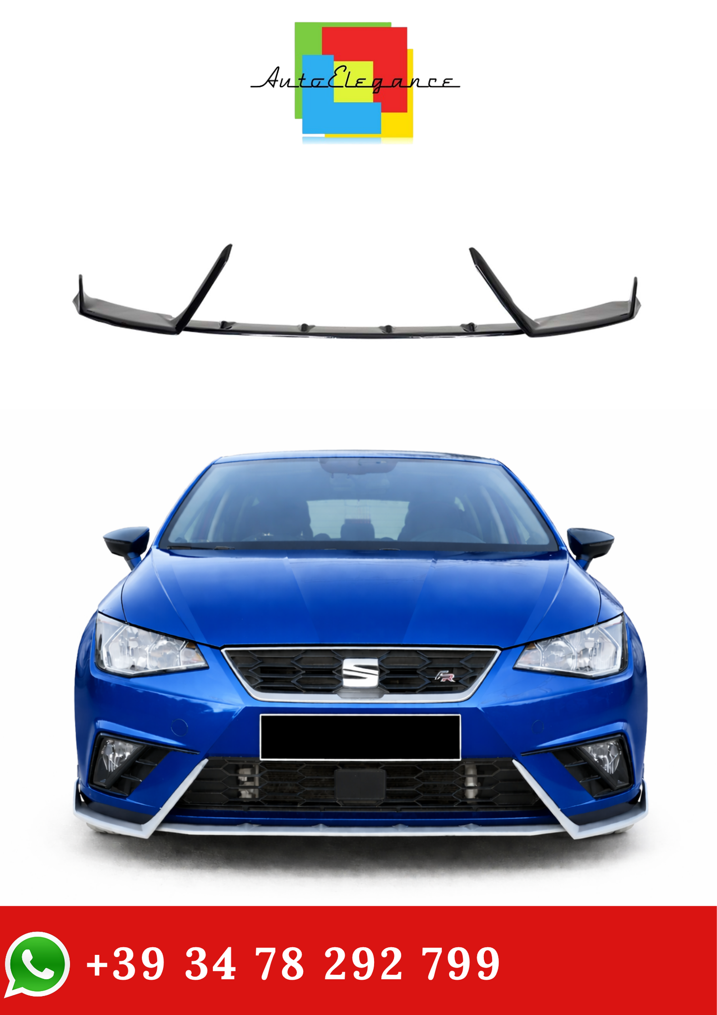 💫Splitter Anteriore Nero Lucido per Seat Ibiza Mk5 2017-💫
