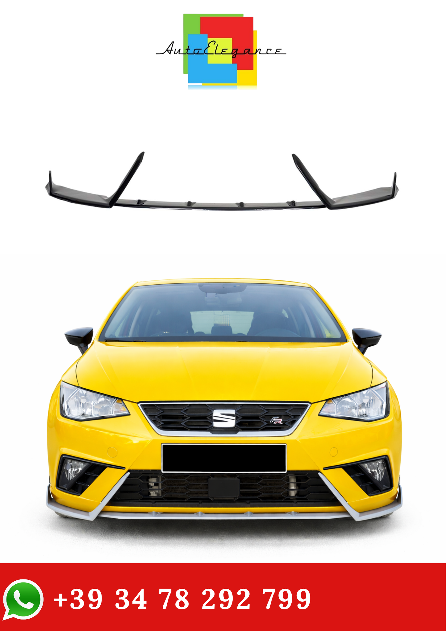 💫Splitter Anteriore Nero Lucido per Seat Ibiza Mk5 2017-💫