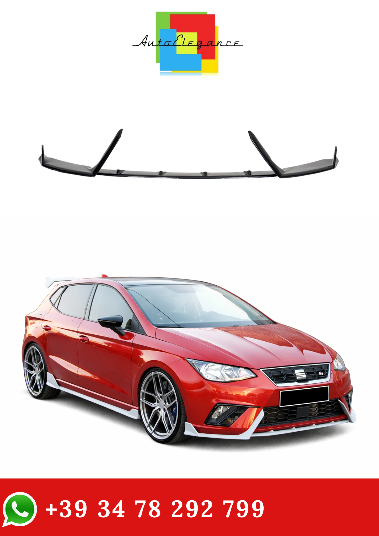 💫Splitter Anteriore Nero Lucido per Seat Ibiza Mk5 2017-💫