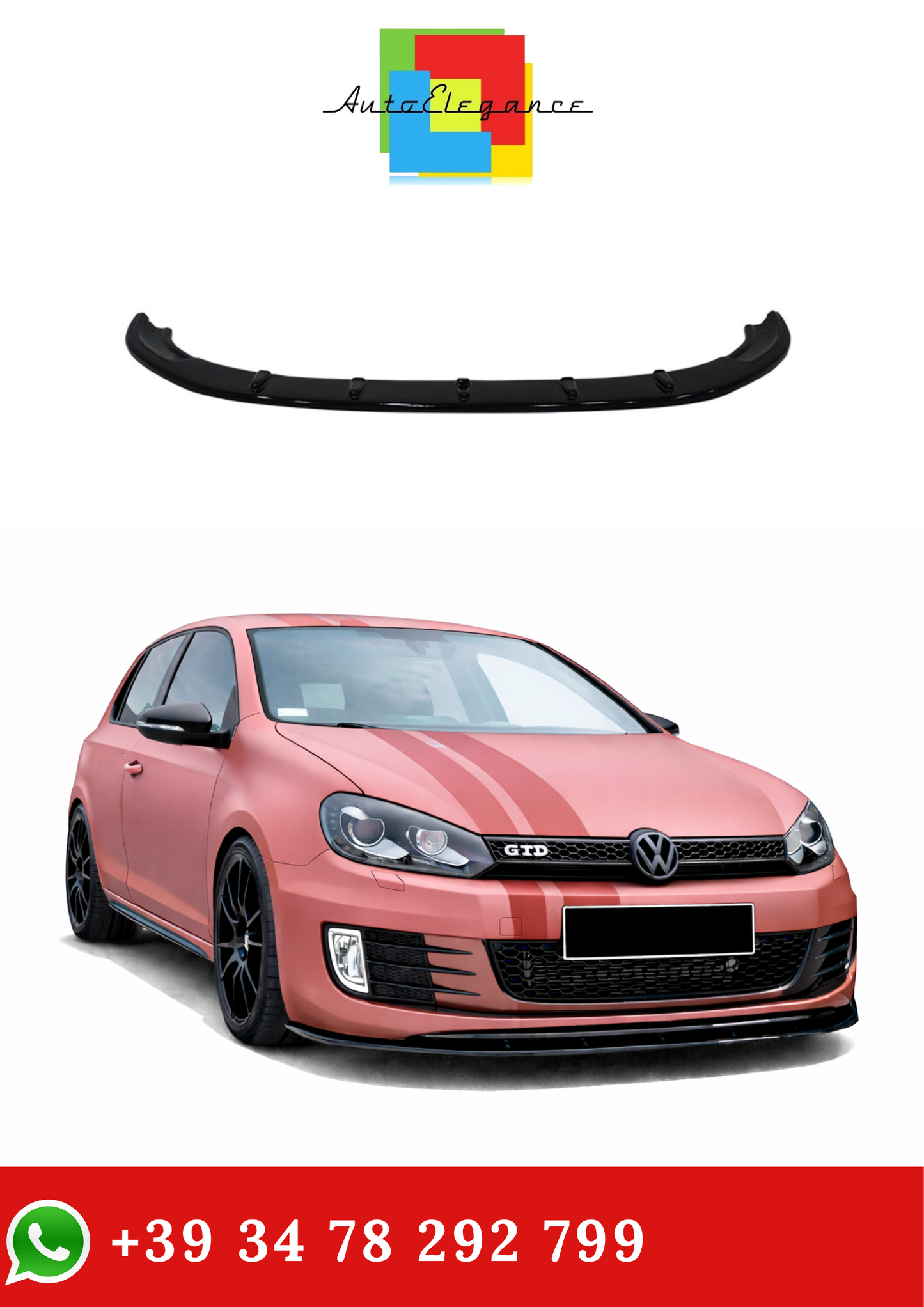 💫 Splitter Anteriore V2 Nero Lucido per Golf 6 GTI 2008-2012💫