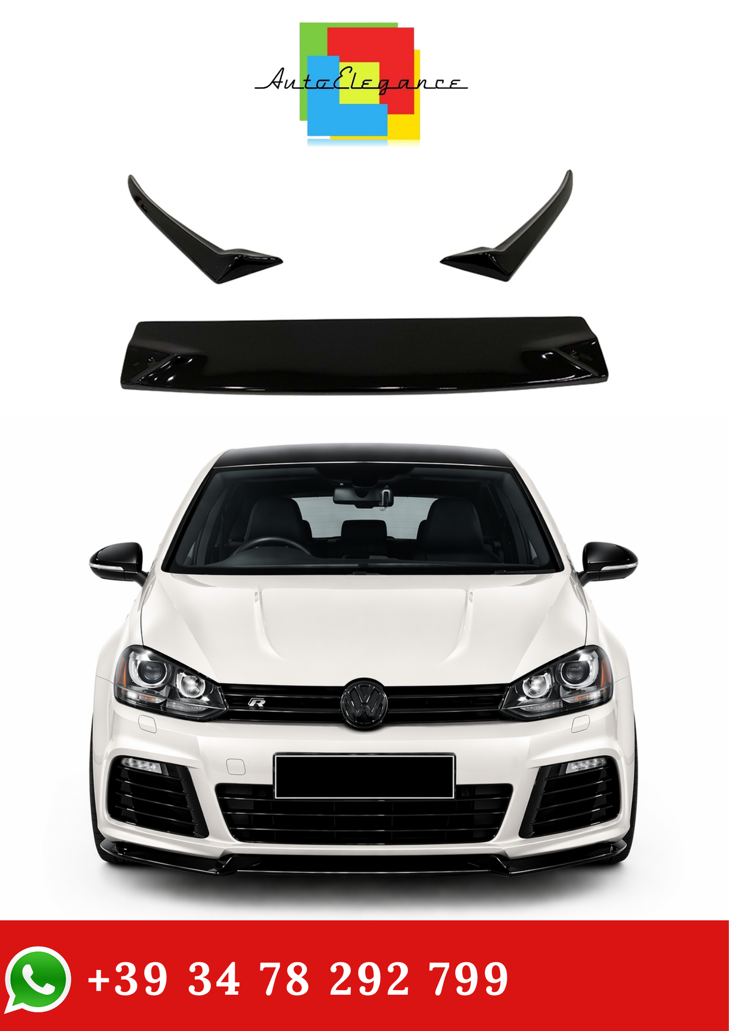 💫Splitter Anteriore (3 pezzi) modello R nero lucido per Golf 6 2008-2012💫