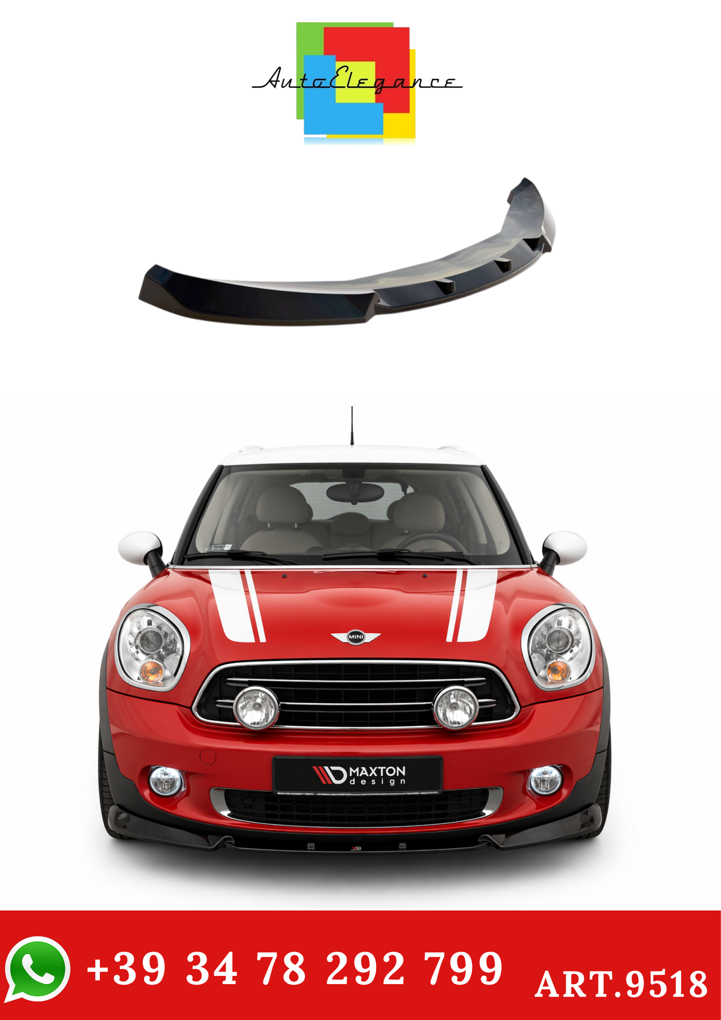 💫ART.9518 Splitter Nero Lucido per Mini Cooper Countryman R60 Facelift💫