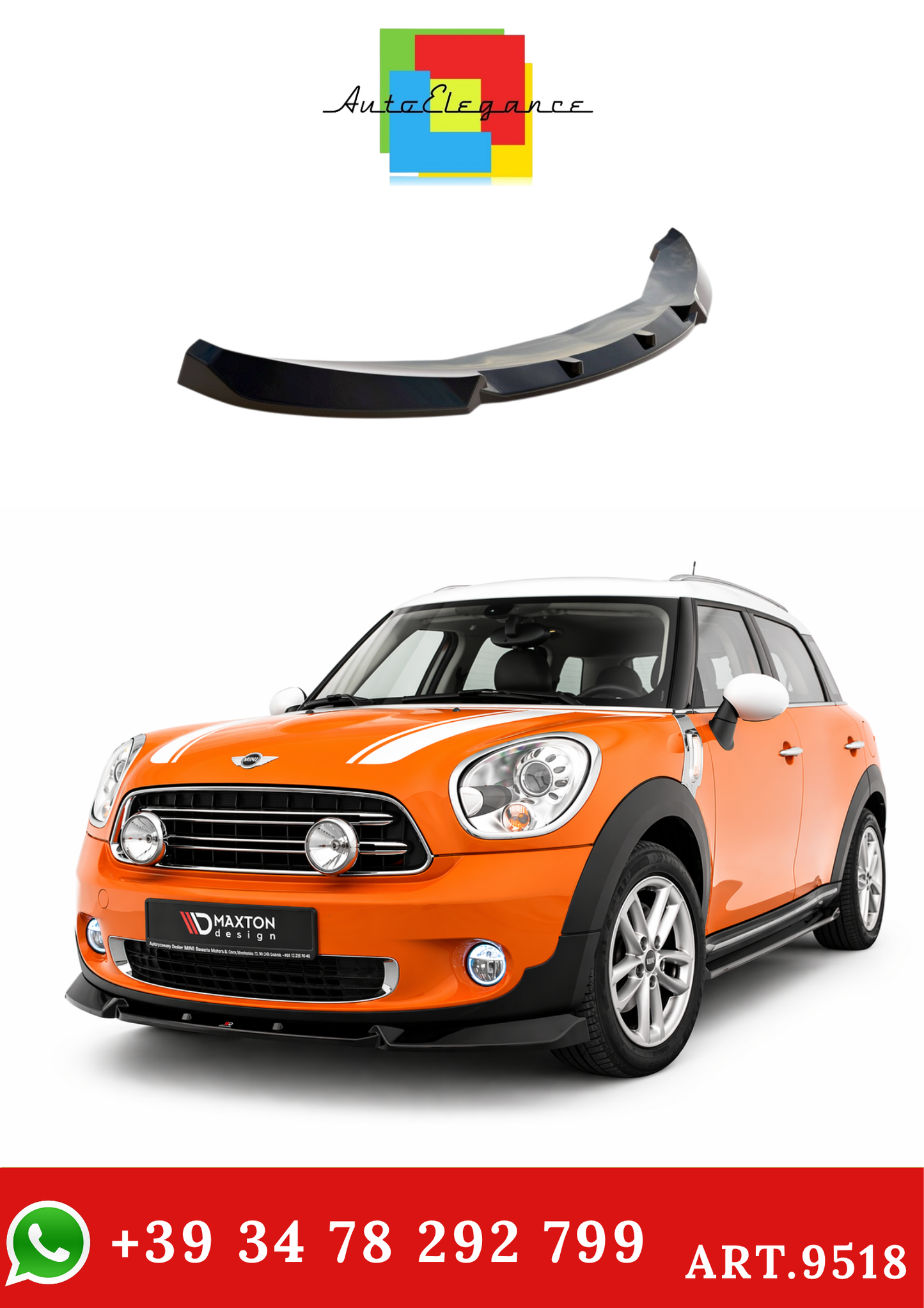 💫ART.9518 Splitter Nero Lucido per Mini Cooper Countryman R60 Facelift💫