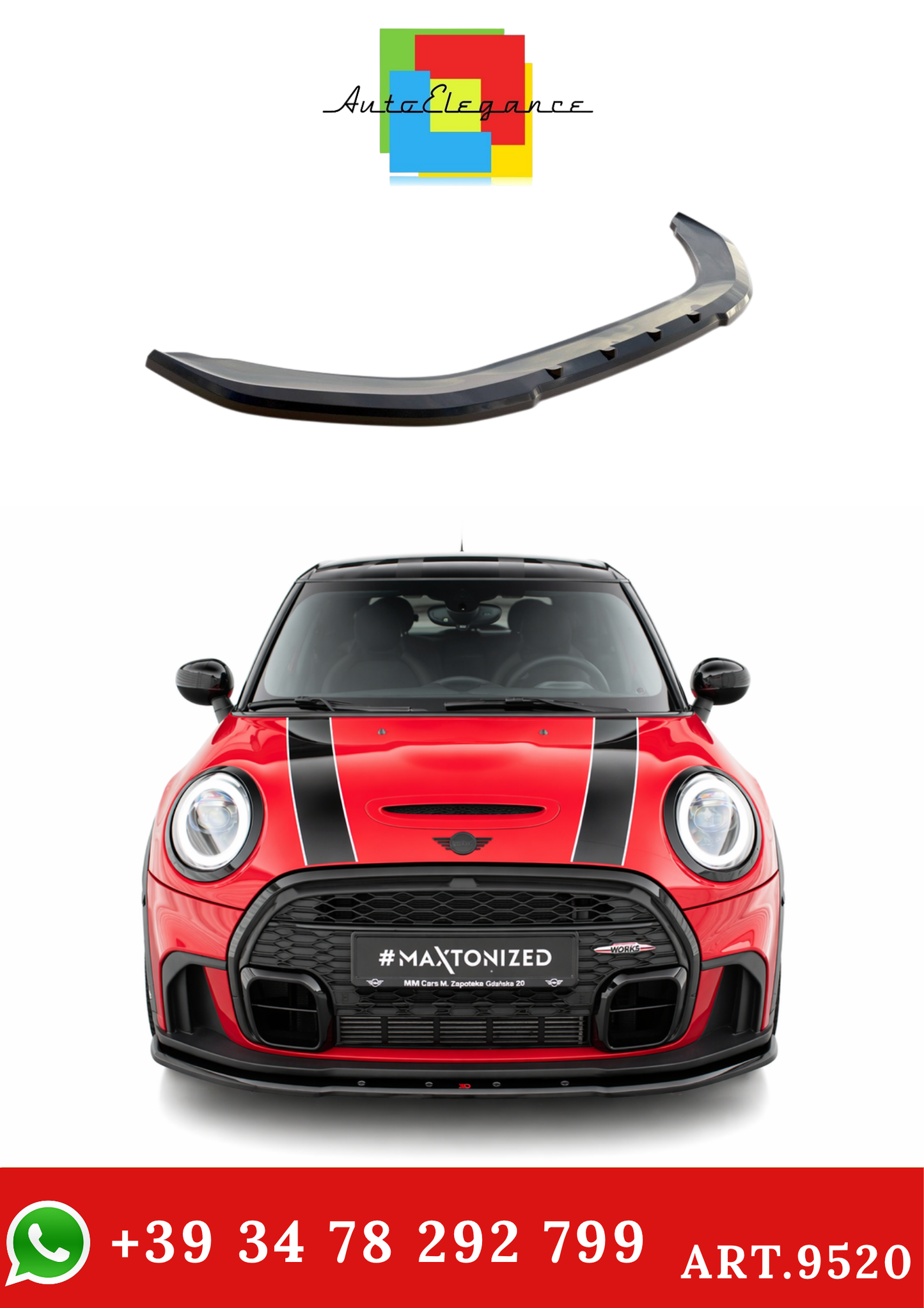 💫ART.9520 Splitter Anteriore V.1 per Mini Cooper S John Cooper Works F56💫