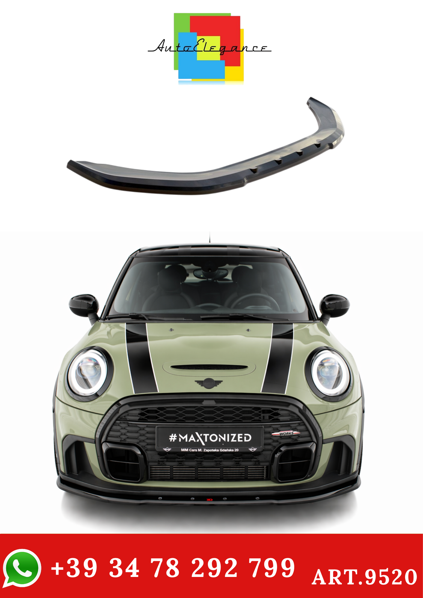 💫ART.9520 Splitter Anteriore V.1 per Mini Cooper S John Cooper Works F56💫