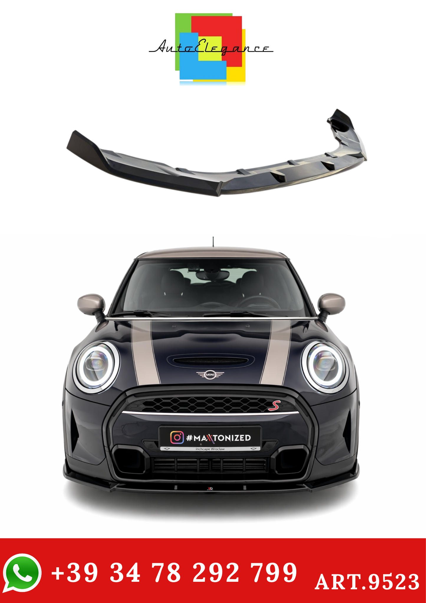 💫ART.9523 Splitter Anteriore V.2 Mini Cooper S F56 restyling💫