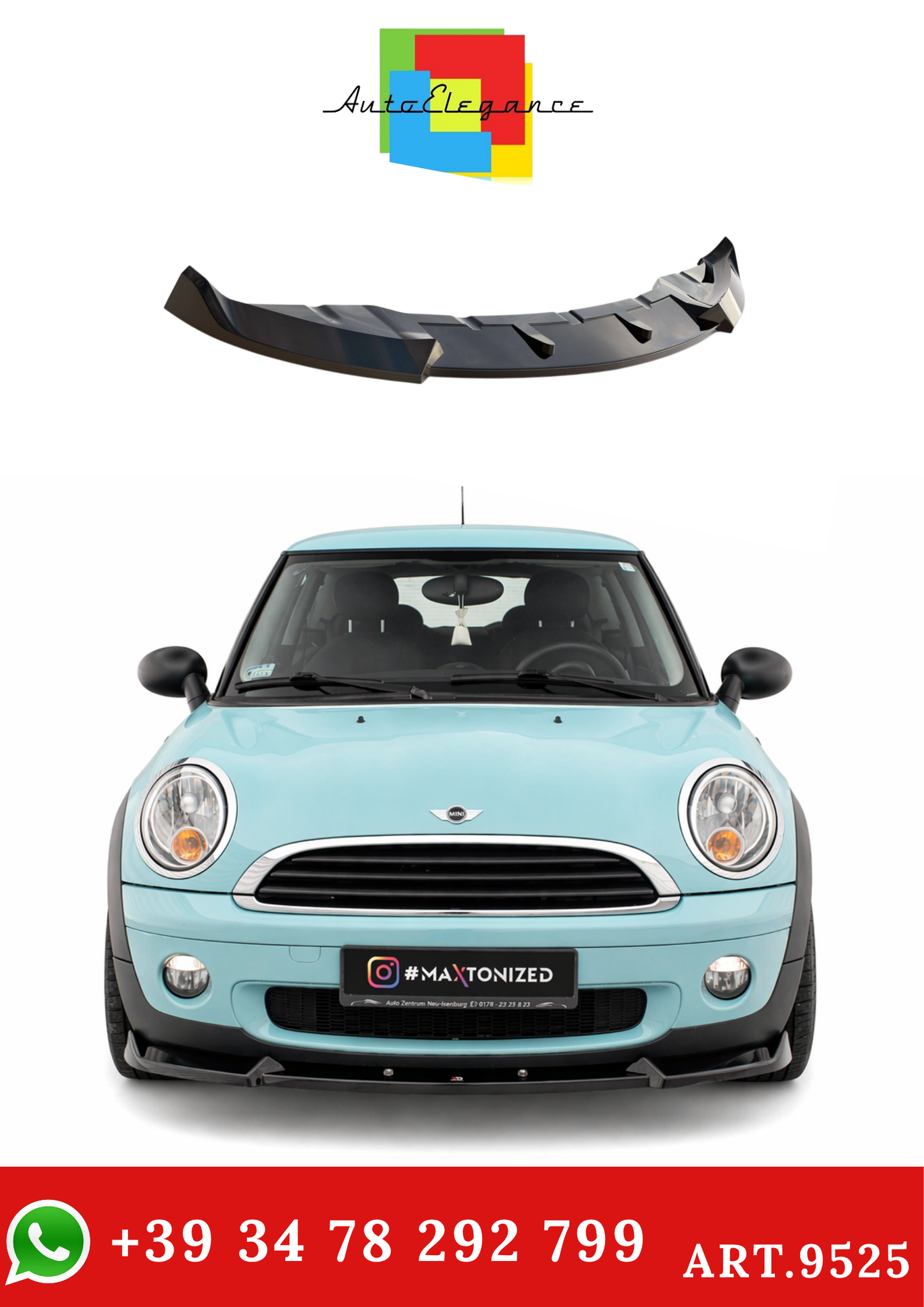 💫ART.9525 Splitter Anteriore Nero Lucido per Mini One R56 2006-2010💫