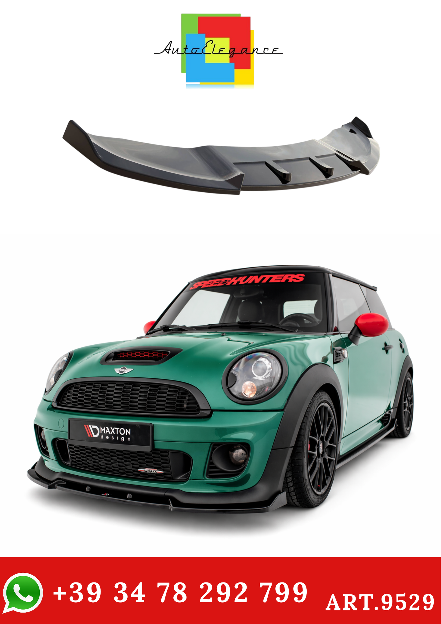 💫ART.9529 Splitter Nero Lucido V.3 per Mini Cooper John Cooper Works R56💫