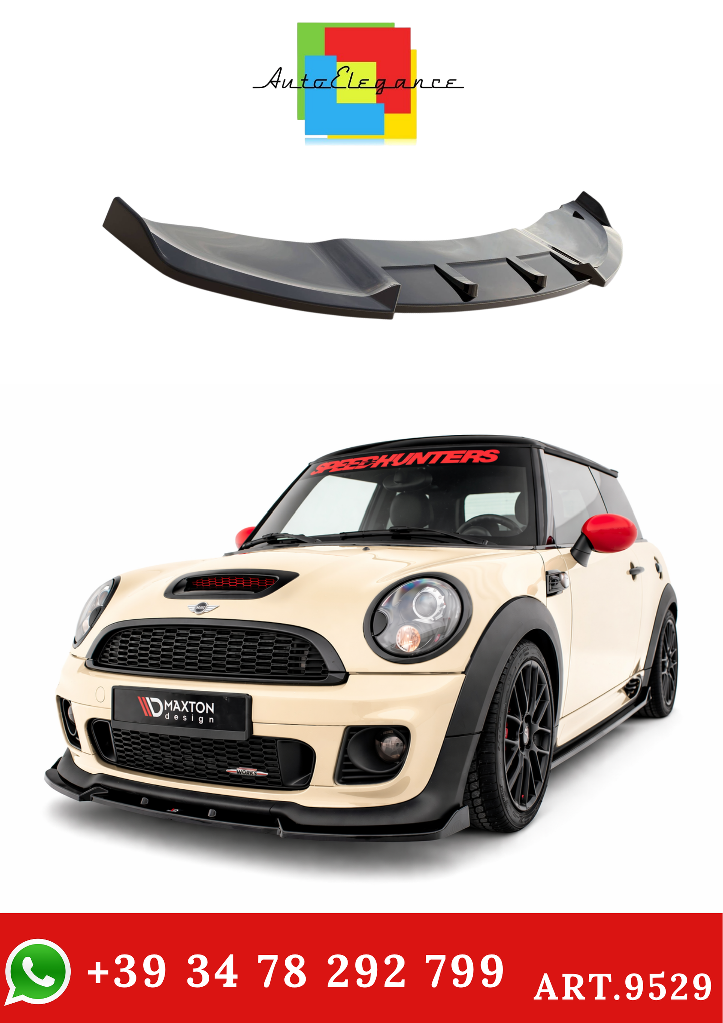 💫ART.9529 Splitter Nero Lucido V.3 per Mini Cooper John Cooper Works R56💫