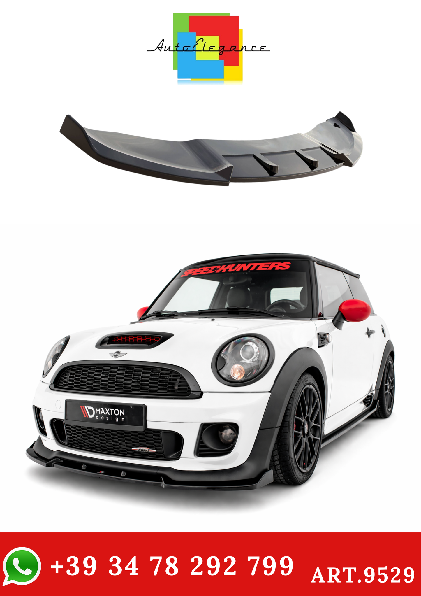 💫ART.9529 Splitter Nero Lucido V.3 per Mini Cooper John Cooper Works R56💫