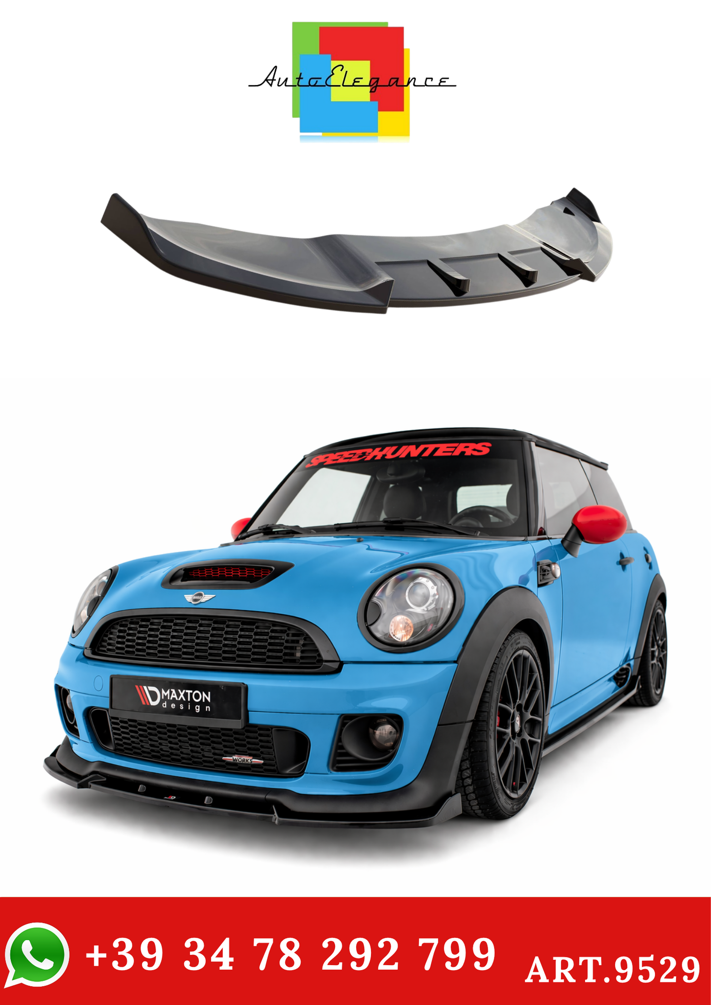 💫ART.9529 Splitter Nero Lucido V.3 per Mini Cooper John Cooper Works R56💫