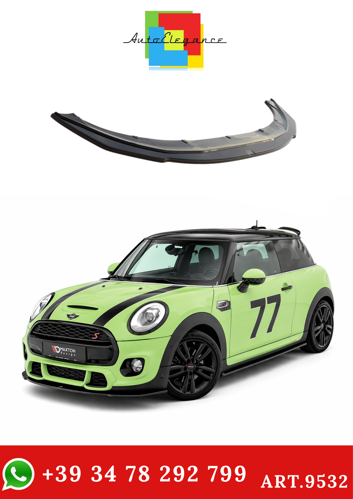 💫ART.9532 Splitter Nero Lucido per Mini Cooper S John Cooper Works F56💫