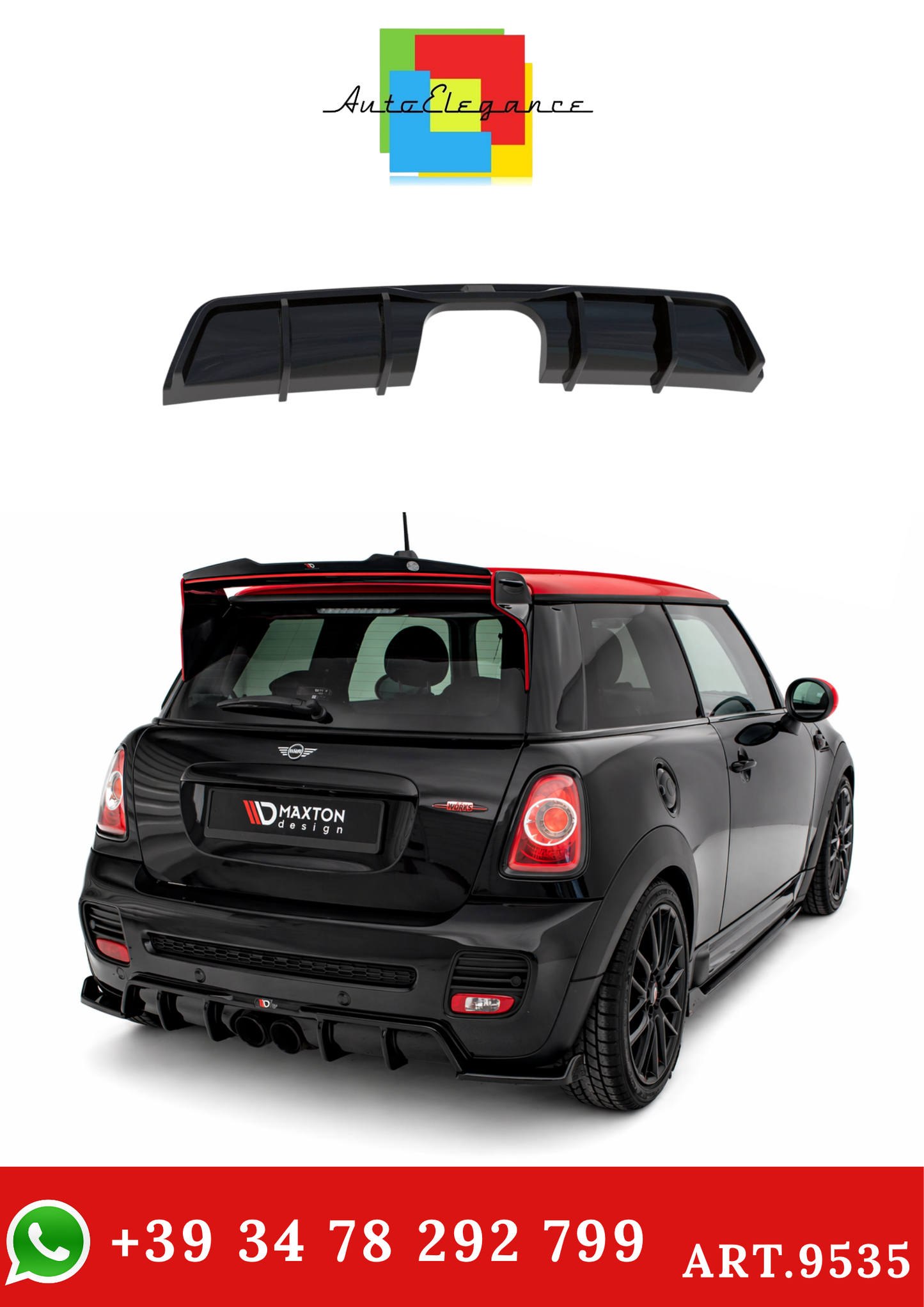 💫ART.9535 Diffusore Nero Lucido ABS per Mini Cooper John Cooper Works R56💫