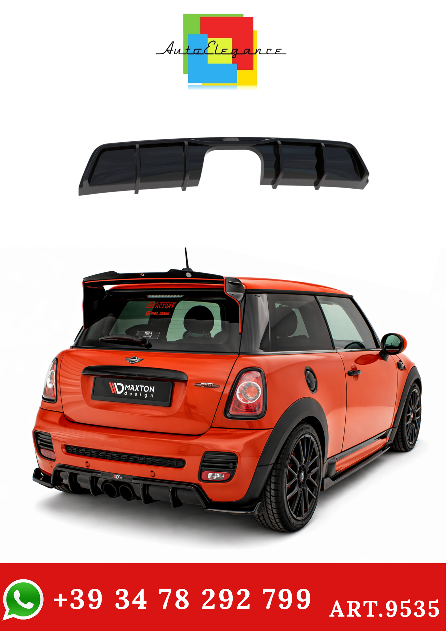 💫ART.9535 Diffusore Nero Lucido ABS per Mini Cooper John Cooper Works R56💫