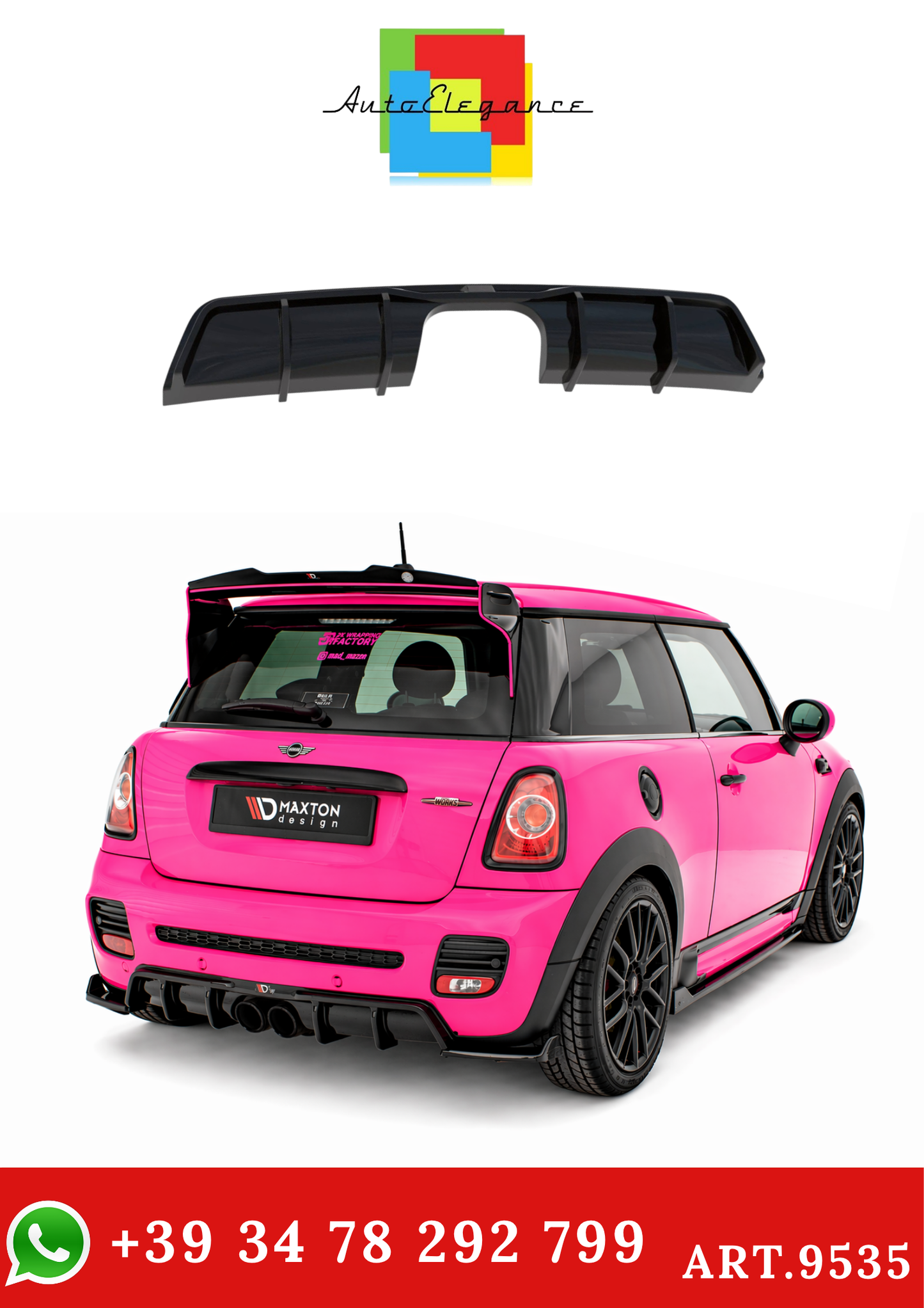 💫ART.9535 Diffusore Nero Lucido ABS per Mini Cooper John Cooper Works R56💫