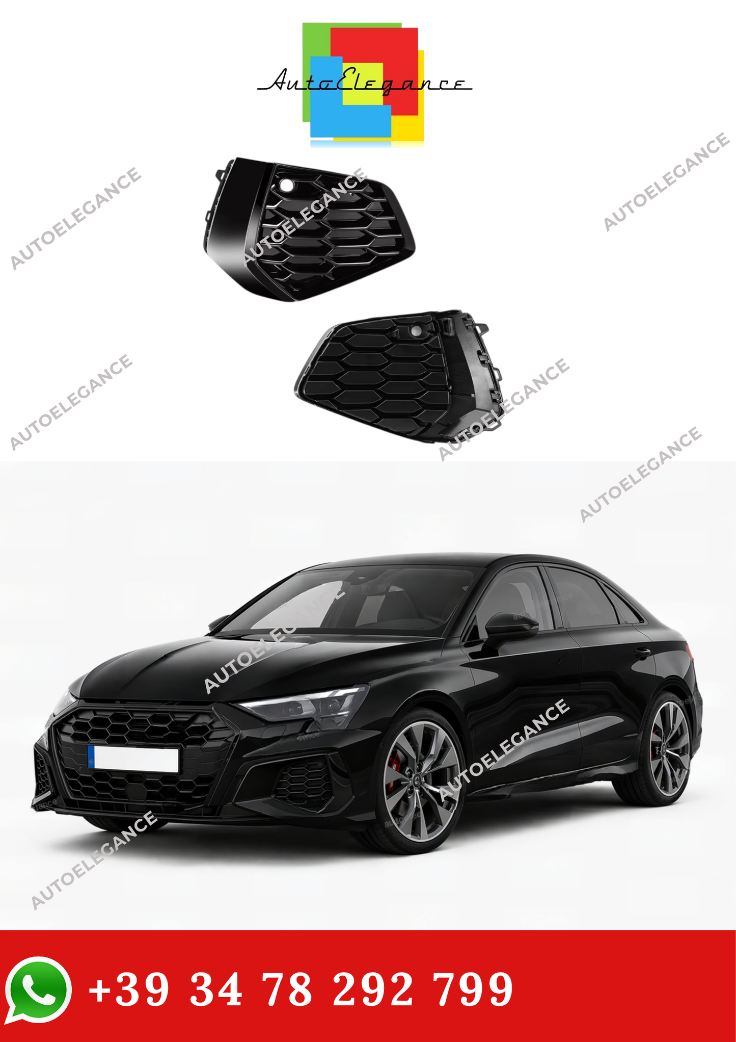 💫Griglia Fendinebbia Per Audi A3 Sline S-line 2021-2023 Nera💫