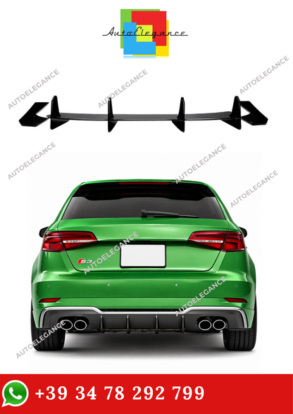 💫Diffusore Posteriore Nero lucido Per Audi S3 8V Sportback 2017-2020💫