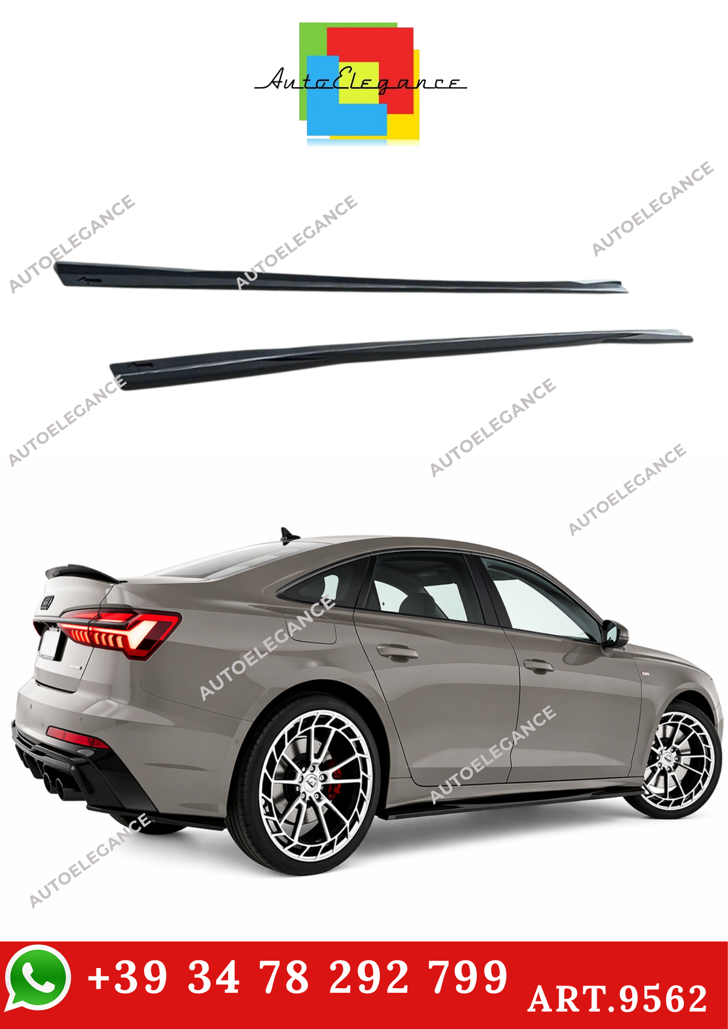 💫ART.9562 Sotto mingonne per Audi A6 C8 S 2018+ Nero lucido💫