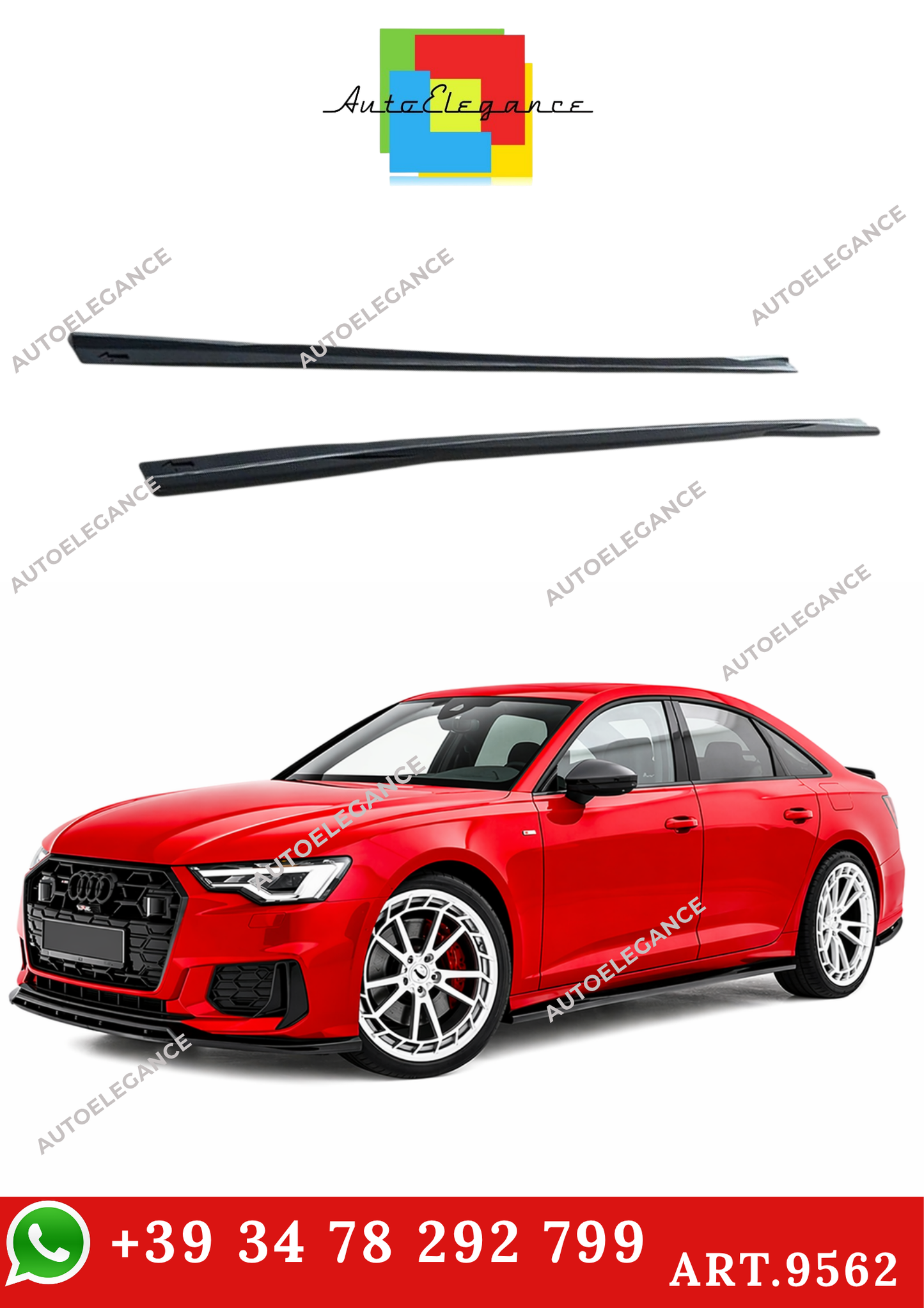 💫ART.9562 Sotto mingonne per Audi A6 C8 S 2018+ Nero lucido💫