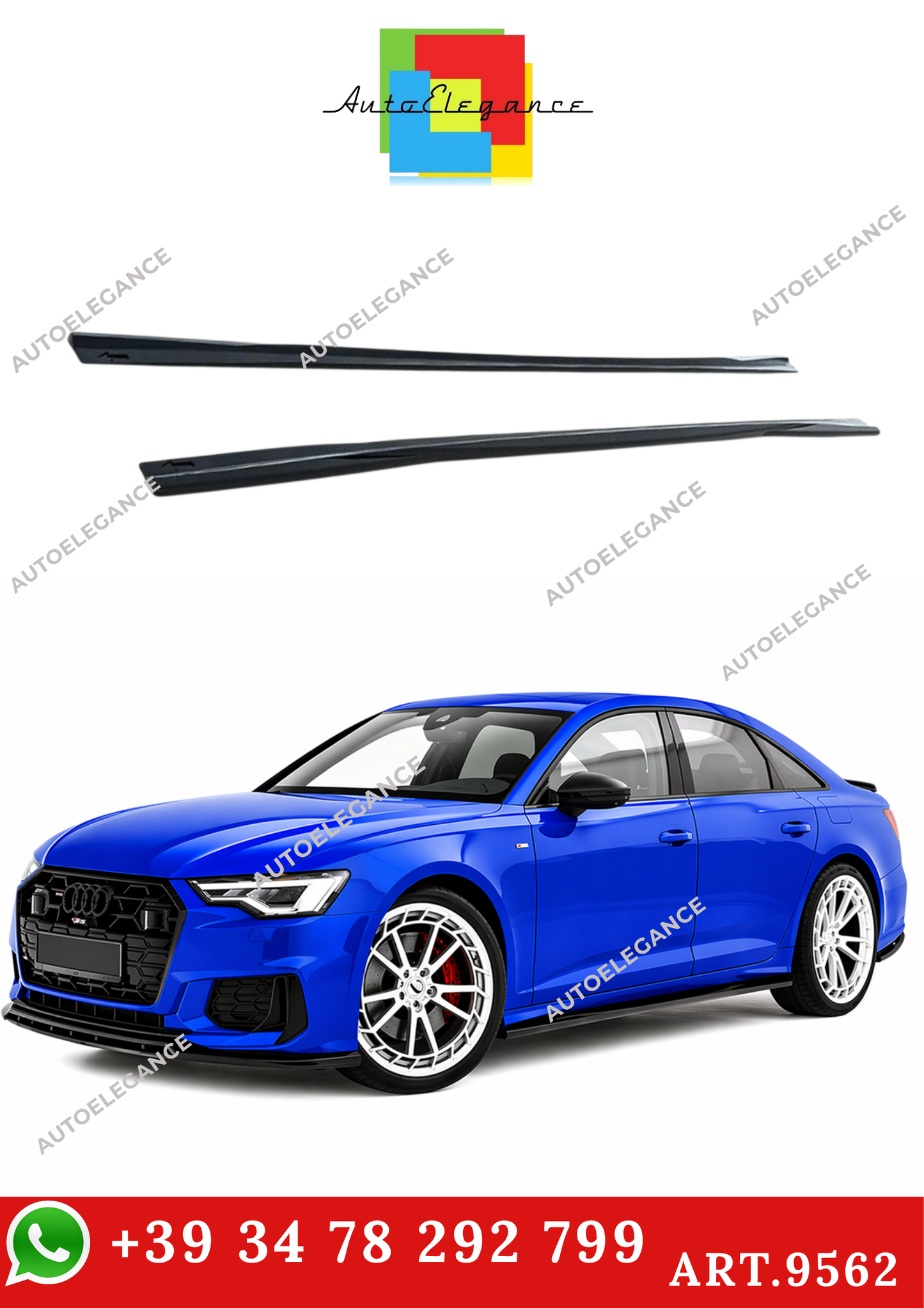 💫ART.9562 Sotto mingonne per Audi A6 C8 S 2018+ Nero lucido💫