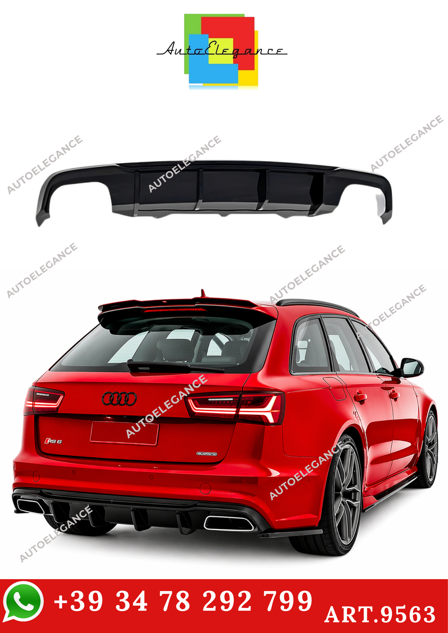 💫ART.9563 Diffusore per Audi A6 S C7 FL 2015+ S6/S Line Nero Lucido💫