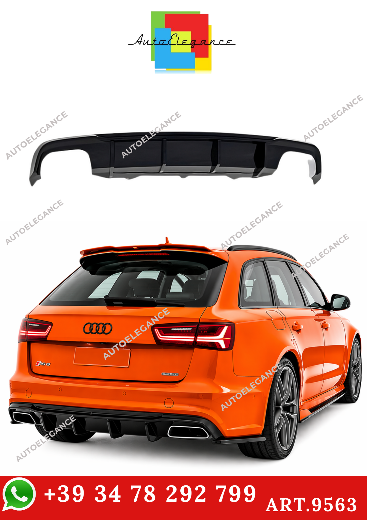 💫ART.9563 Diffusore per Audi A6 S C7 FL 2015+ S6/S Line Nero Lucido💫