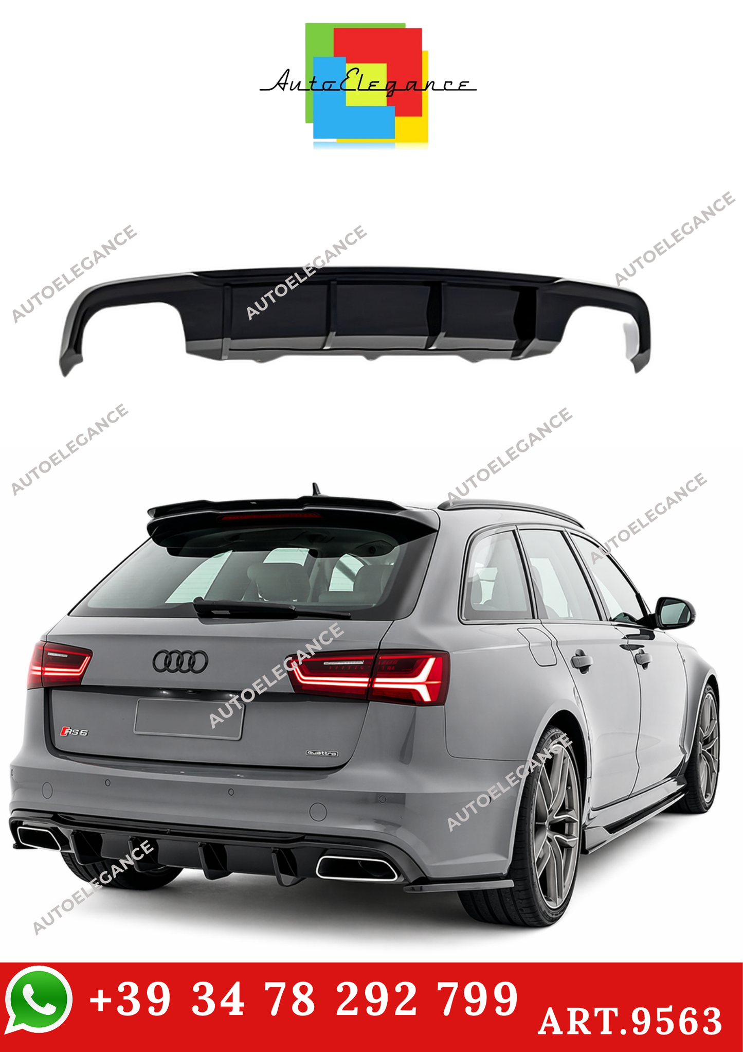 💫ART.9563 Diffusore per Audi A6 S C7 FL 2015+ S6/S Line Nero Lucido💫