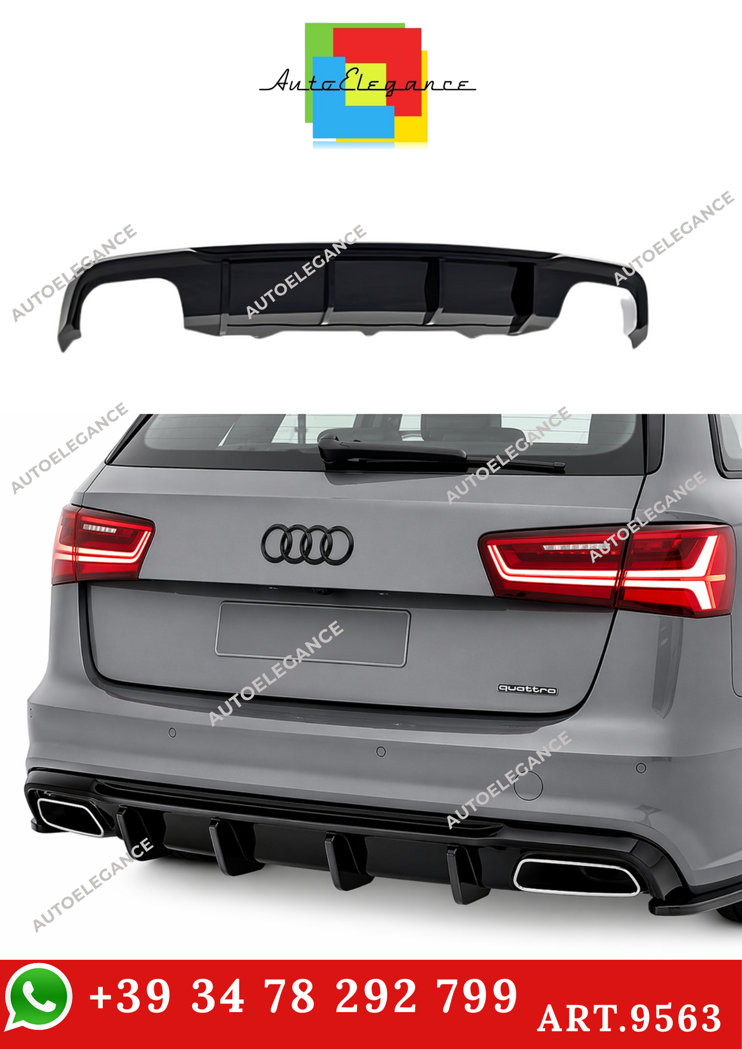 💫ART.9563 Diffusore per Audi A6 S C7 FL 2015+ S6/S Line Nero Lucido💫