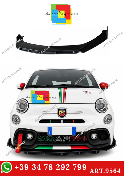 💫ART.9564 SPLITTER ANTERIORE PER FIAT 500 ABARTH NERO LUCIDO💫