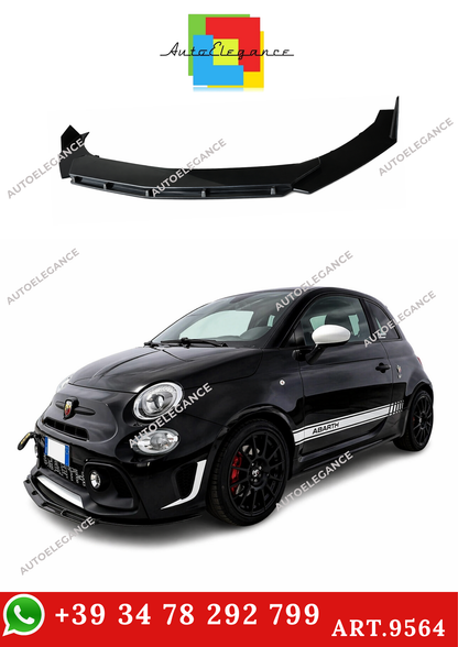 💫ART.9564 SPLITTER ANTERIORE PER FIAT 500 ABARTH NERO LUCIDO💫