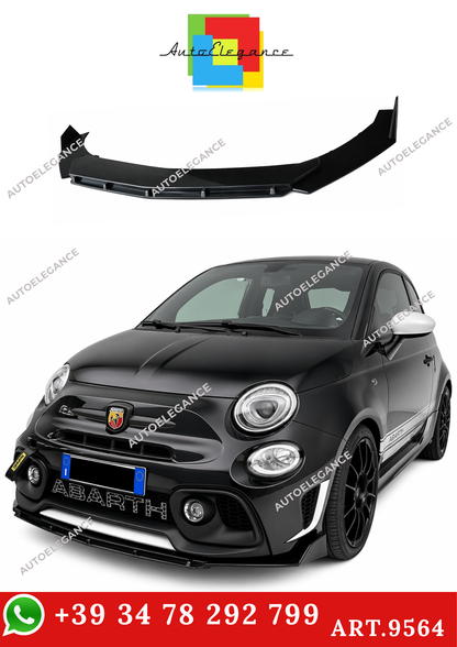 💫ART.9564 SPLITTER ANTERIORE PER FIAT 500 ABARTH NERO LUCIDO💫