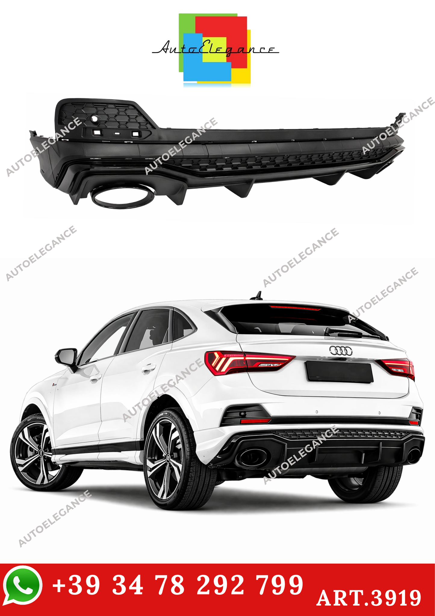 💫ART.3919 Diffusore Audi Q3 F3 Sportback (2019-2023) S-Line look rsq3💫