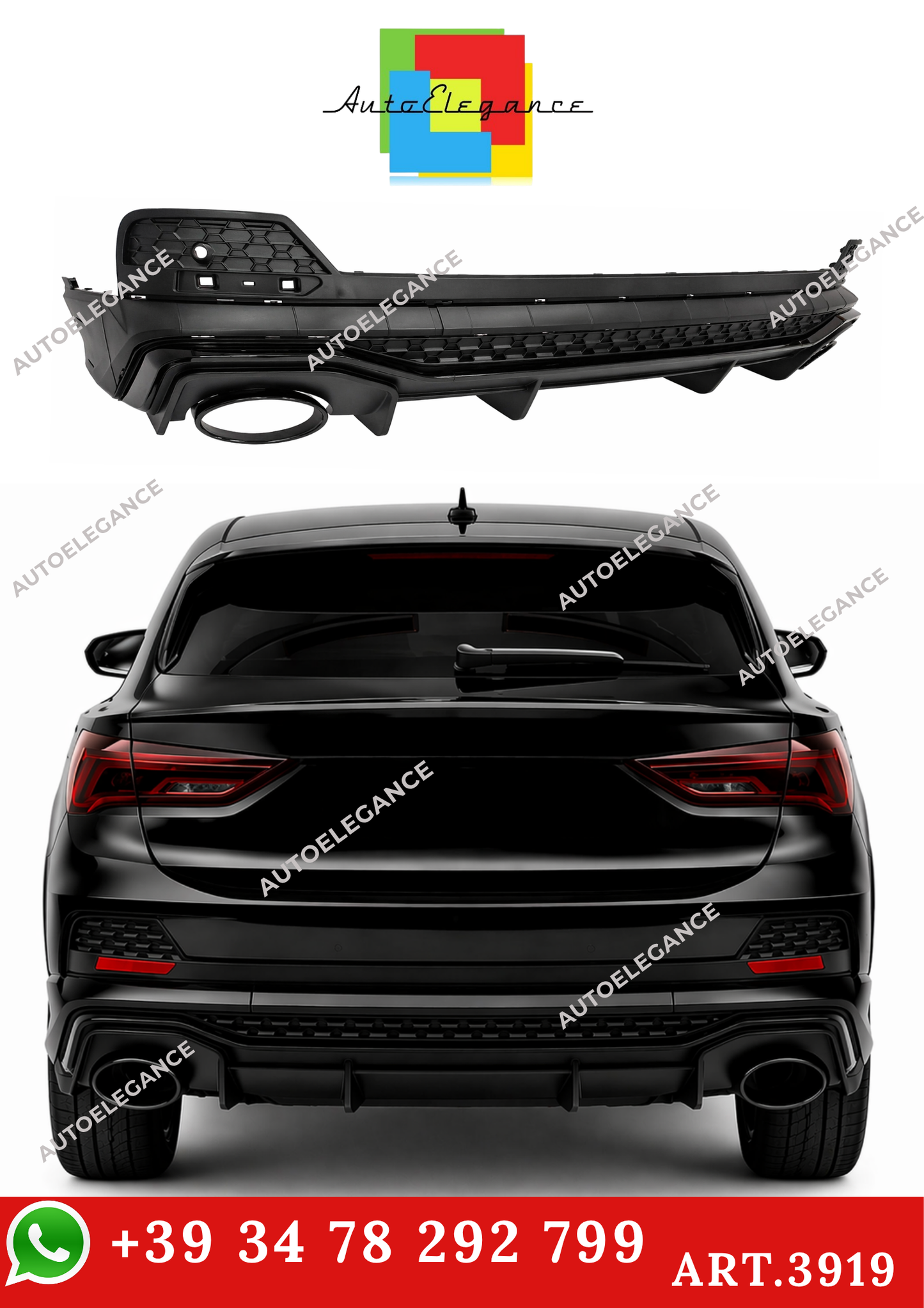 💫ART.3919 Diffusore Audi Q3 F3 Sportback (2019-2023) S-Line look rsq3💫