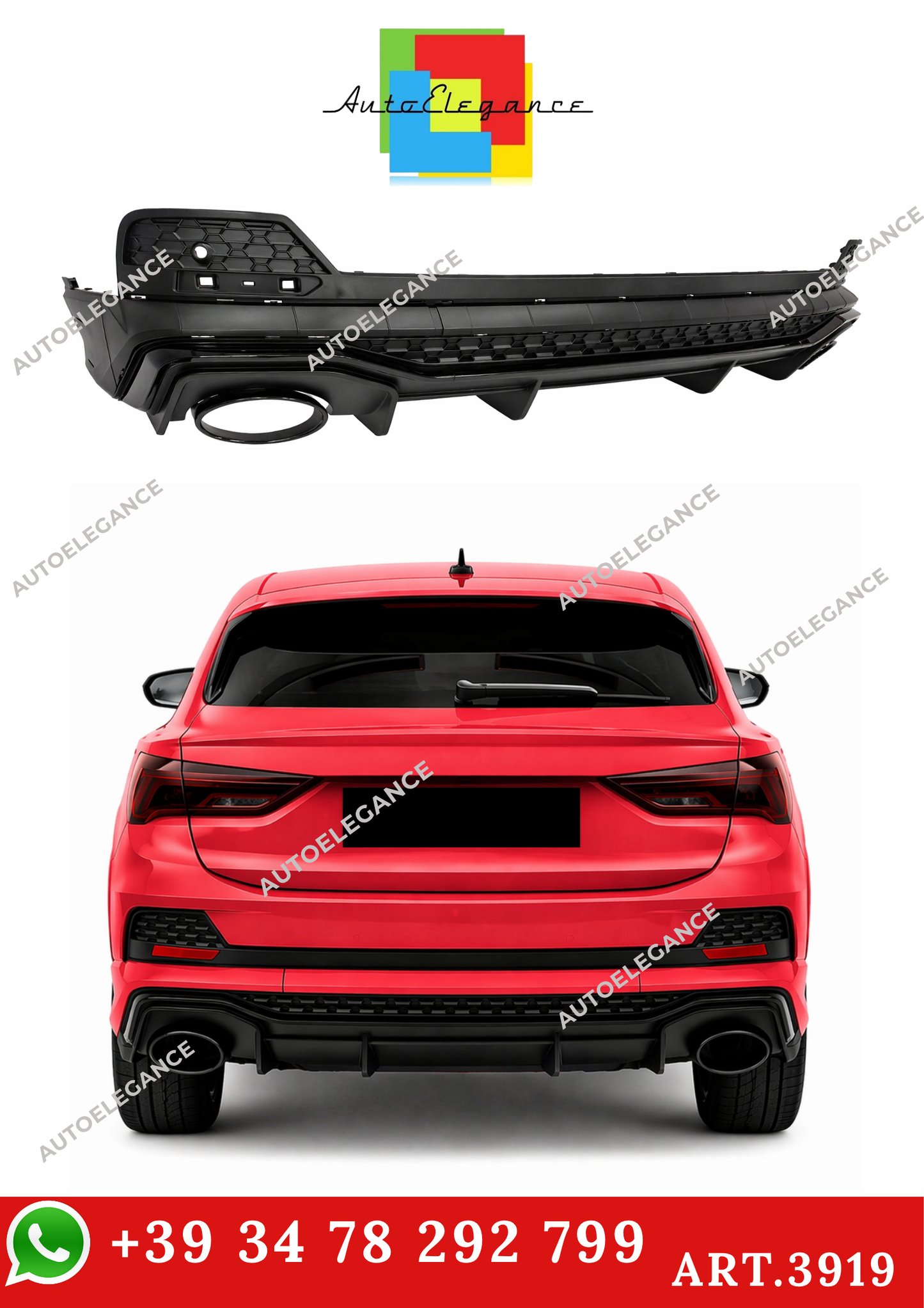💫ART.3919 Diffusore Audi Q3 F3 Sportback (2019-2023) S-Line look rsq3💫