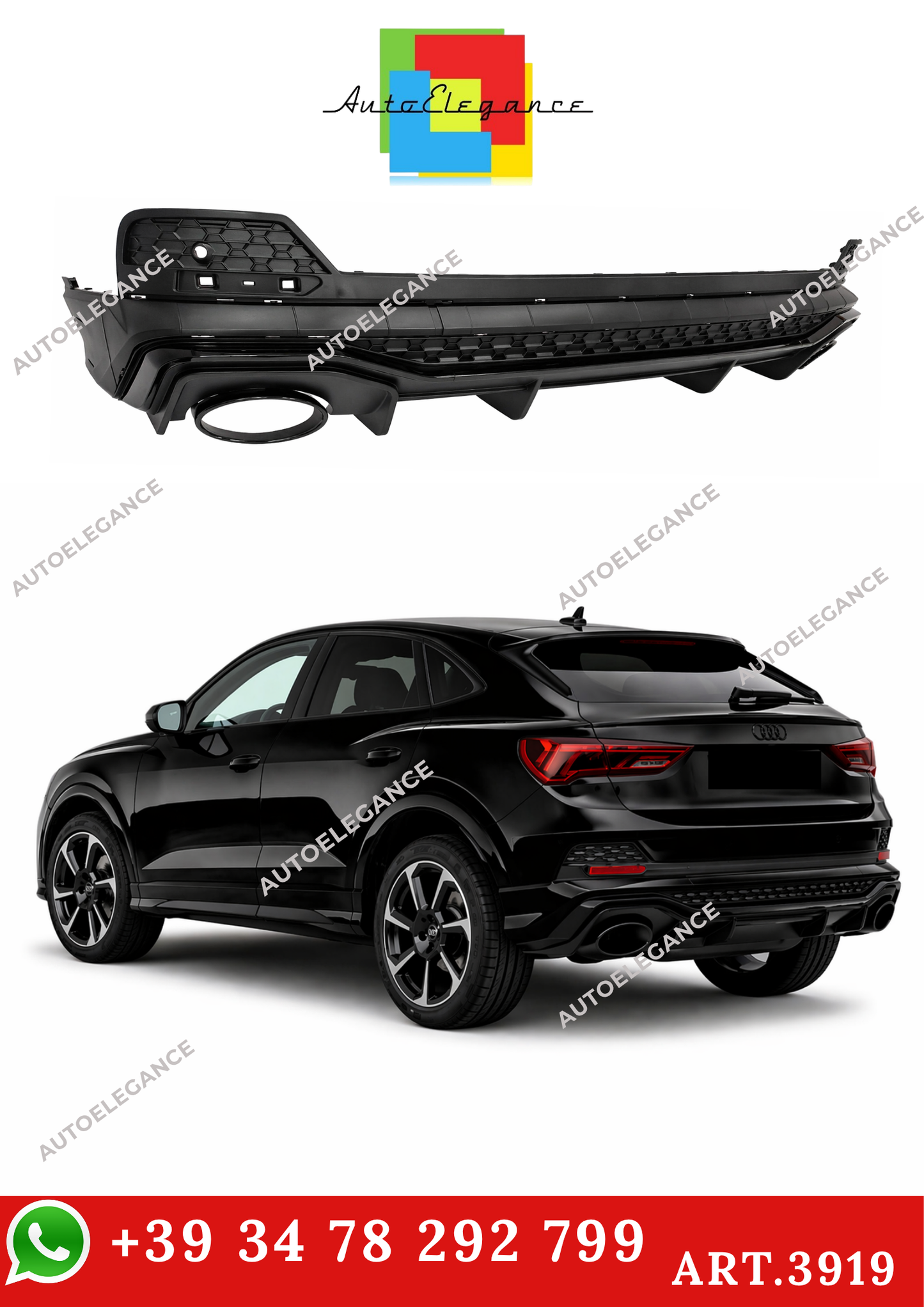 💫ART.3919 Diffusore Audi Q3 F3 Sportback (2019-2023) S-Line look rsq3💫