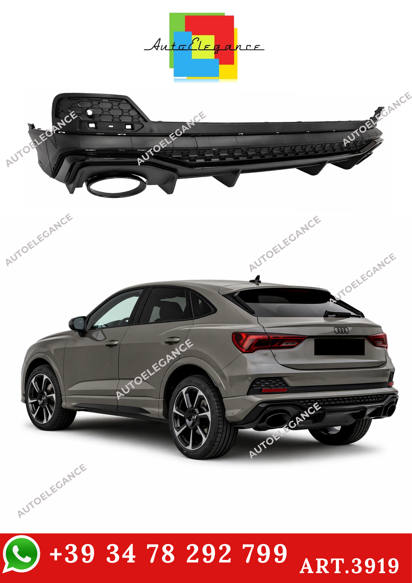 💫ART.3919 Diffusore Audi Q3 F3 Sportback (2019-2023) S-Line look rsq3💫