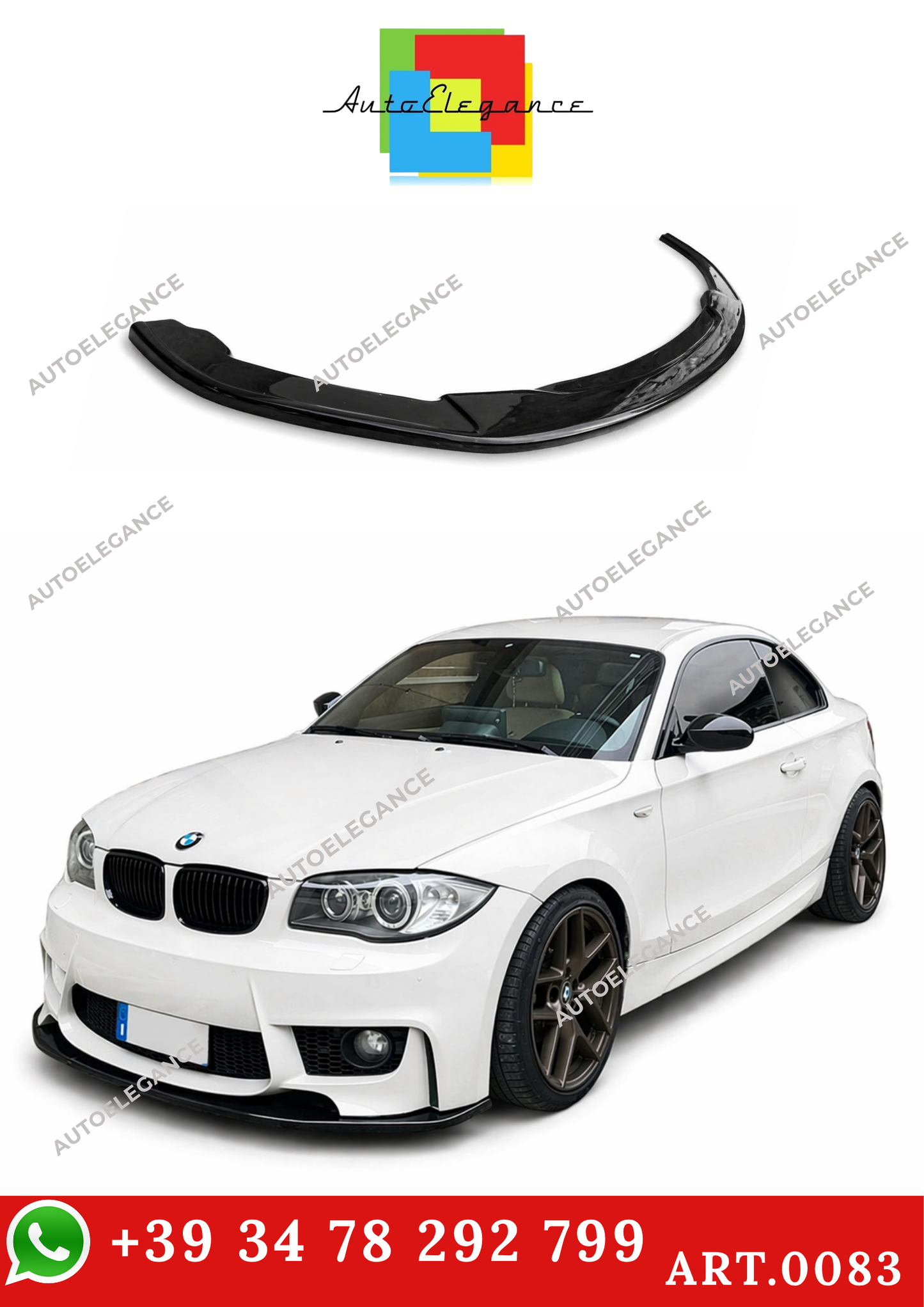💫ART.0083 SPLITTER BMW SERIE 1 F20 F21 E89 MSPORT 2011-2019 NERO LUCIDO💫