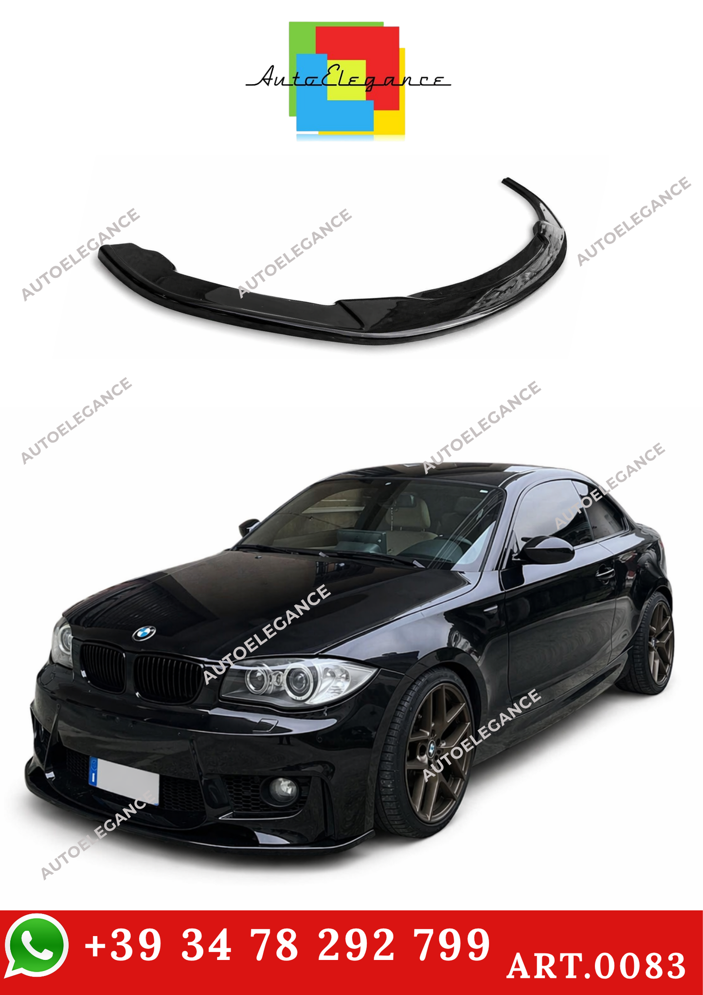 💫ART.0083 SPLITTER BMW SERIE 1 F20 F21 E89 MSPORT 2011-2019 NERO LUCIDO💫