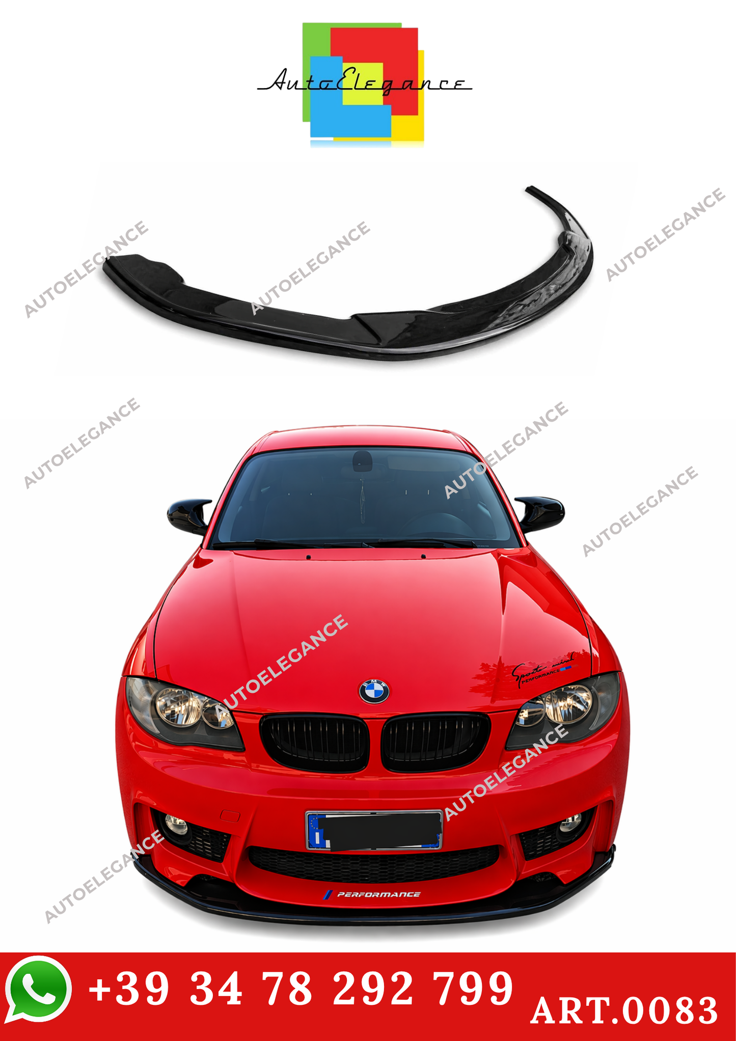 💫ART.0083 SPLITTER BMW SERIE 1 F20 F21 E89 MSPORT 2011-2019 NERO LUCIDO💫